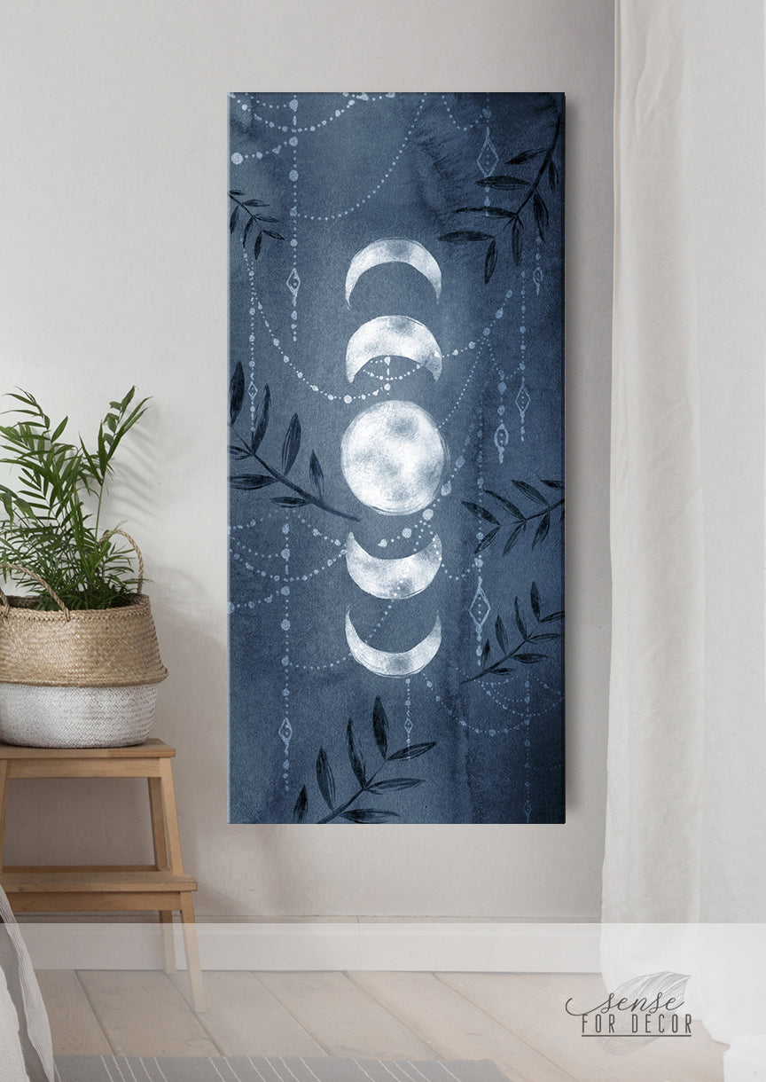 Hot! Boho Moon Phases Wall Art V3 with Wood Frame, Ready to Hang