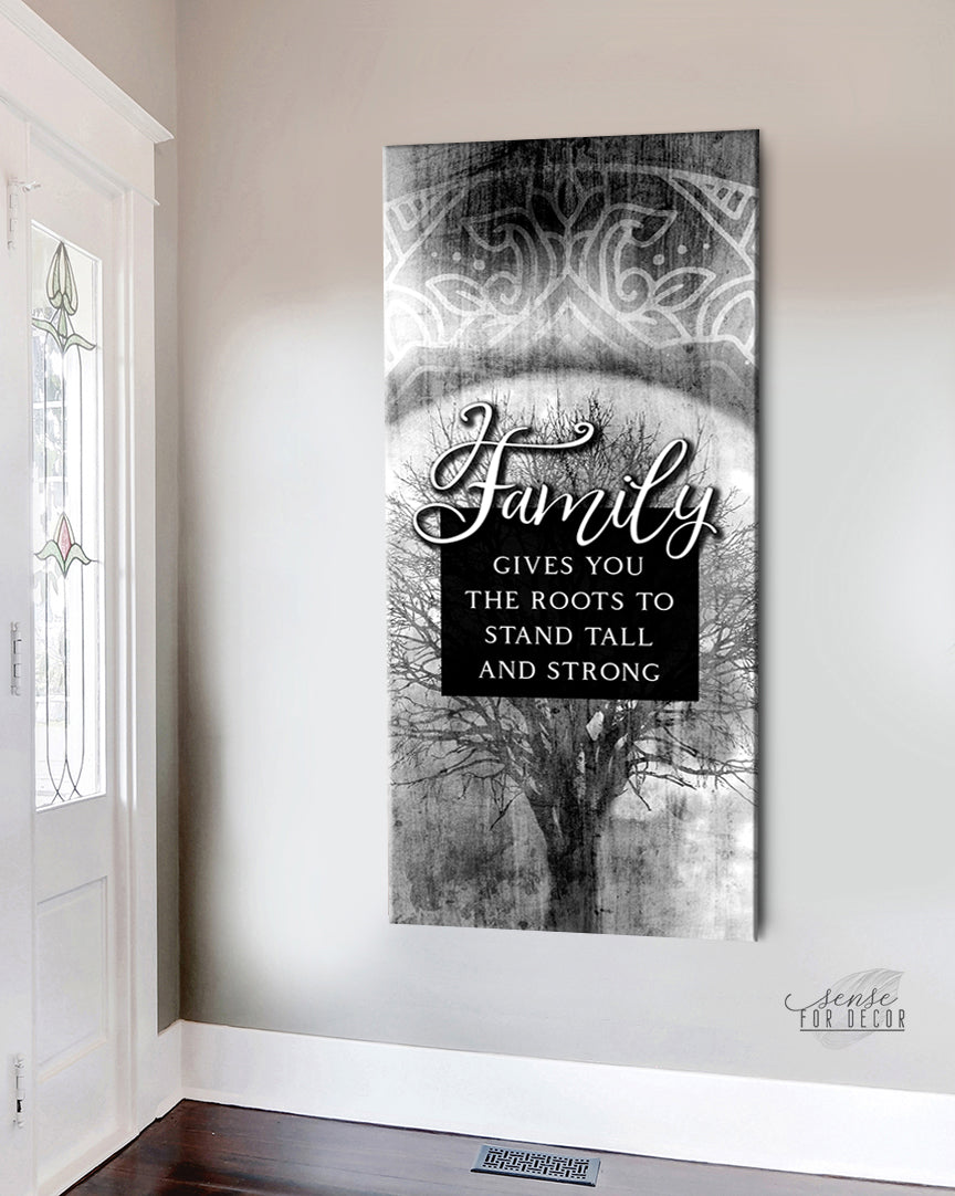 Family Wall Art: Family Gives Roots - Wood Frame, Ready To Hang! Buy 2, Save 20%