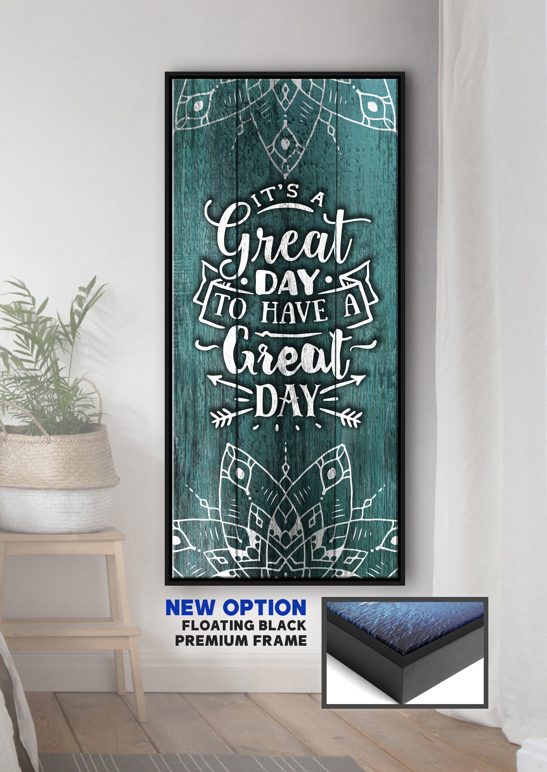 Boho Home Wall Art: 'It's a Great Day' - Wood Frame, Ready to Hang! Buy 2, Save 20%