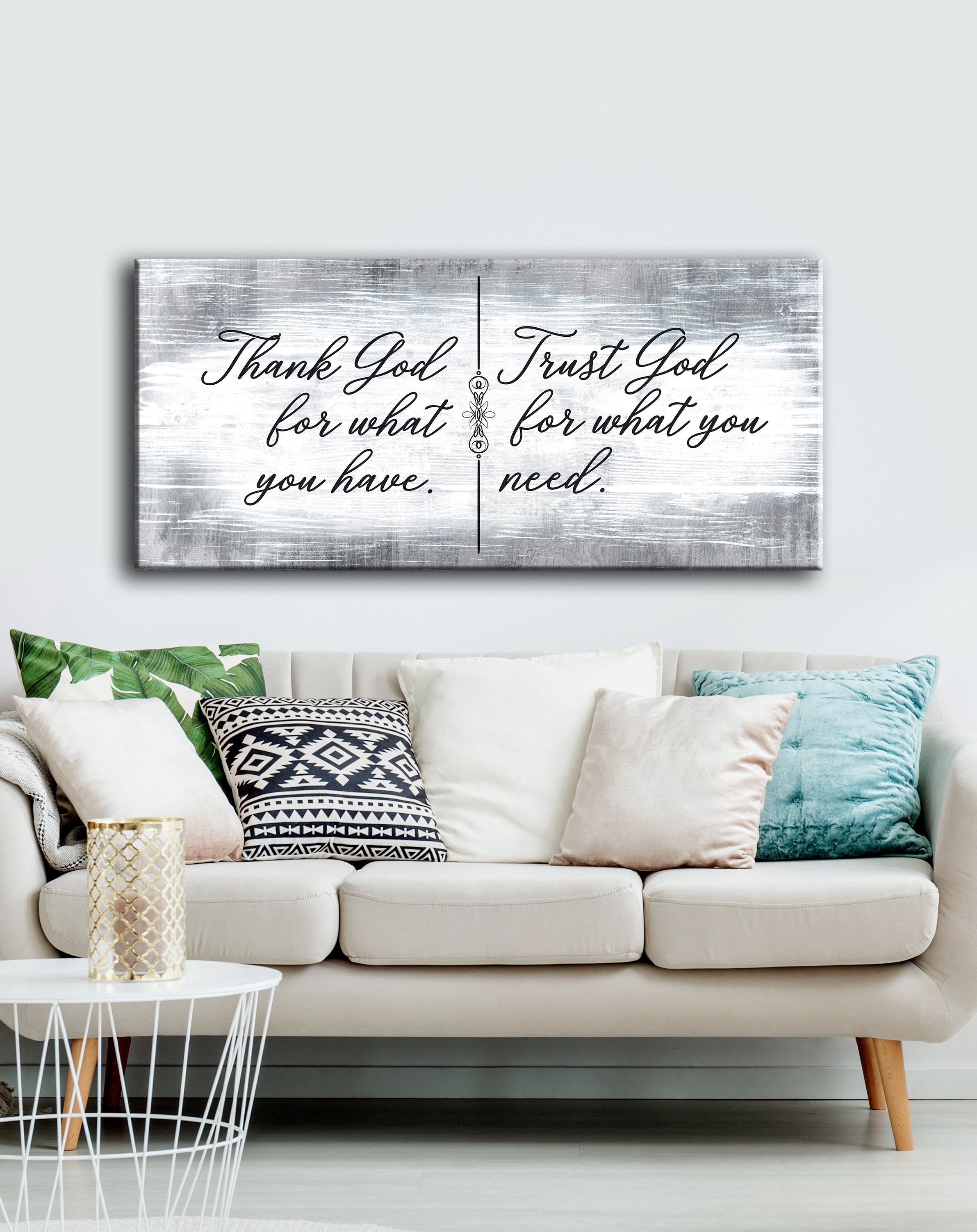 Christian Wall Art: 'Thank God For What You Have' - Wood Framed, Ready-to-Hang, Buy 2 Save 20%