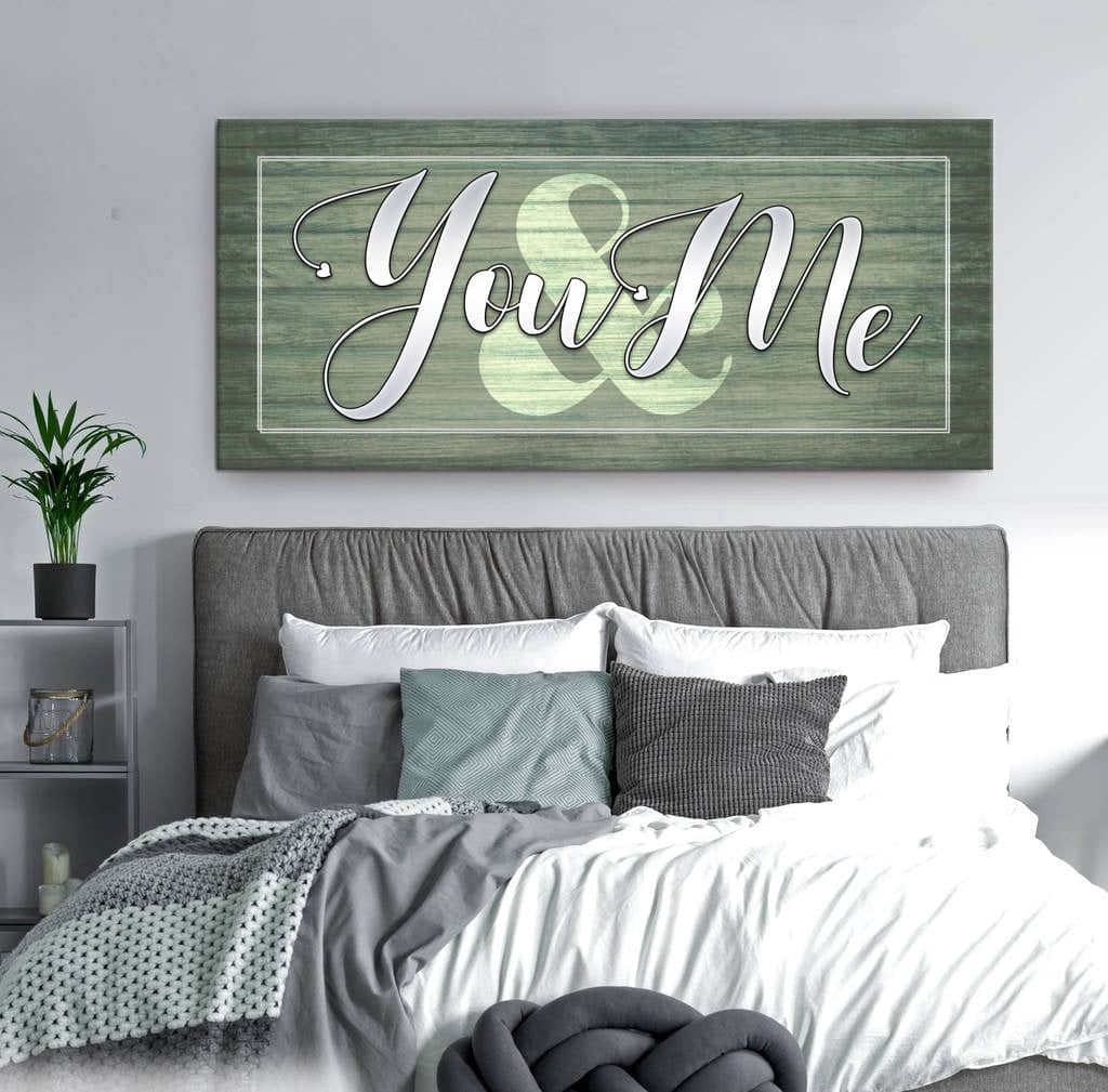Ready-to-Hang You & Me V2 Bedroom Wall Art with Wood Frame