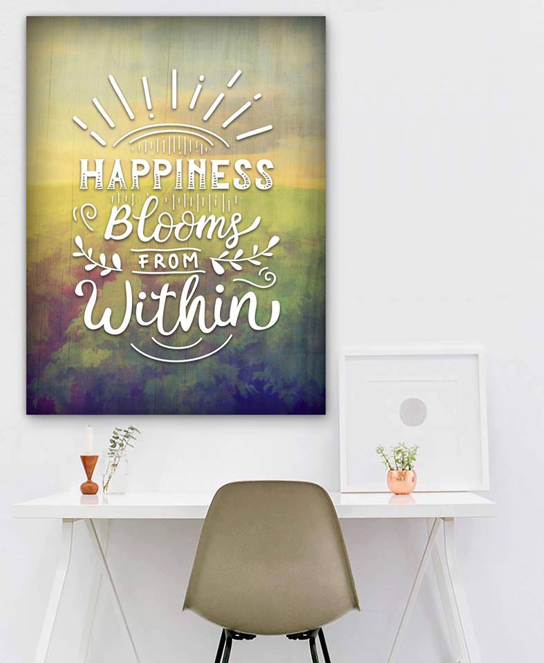 Hot Deal! Happiness Blooms From Within Wall Art with Wood Frame, Ready To Hang for Home Decor