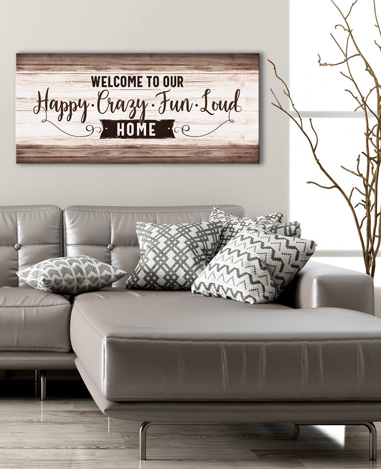 Family Wall Art: Welcome To Our Happy Crazy - Wood Frame, Ready To Hang! Buy 2 Save 20%