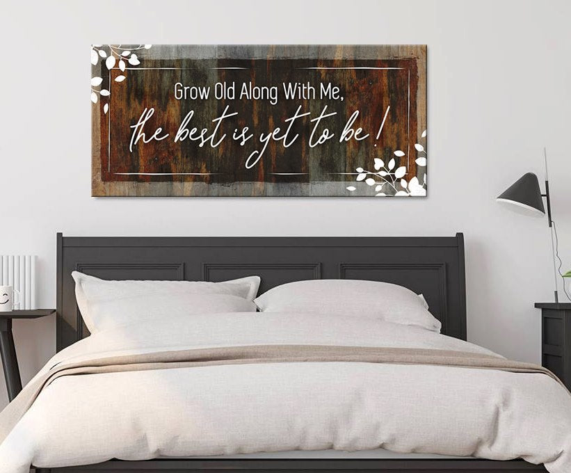 Hot Deal! Couples Wall Art - Grow Old With Me V5 (Wood Frame, Ready To Hang)