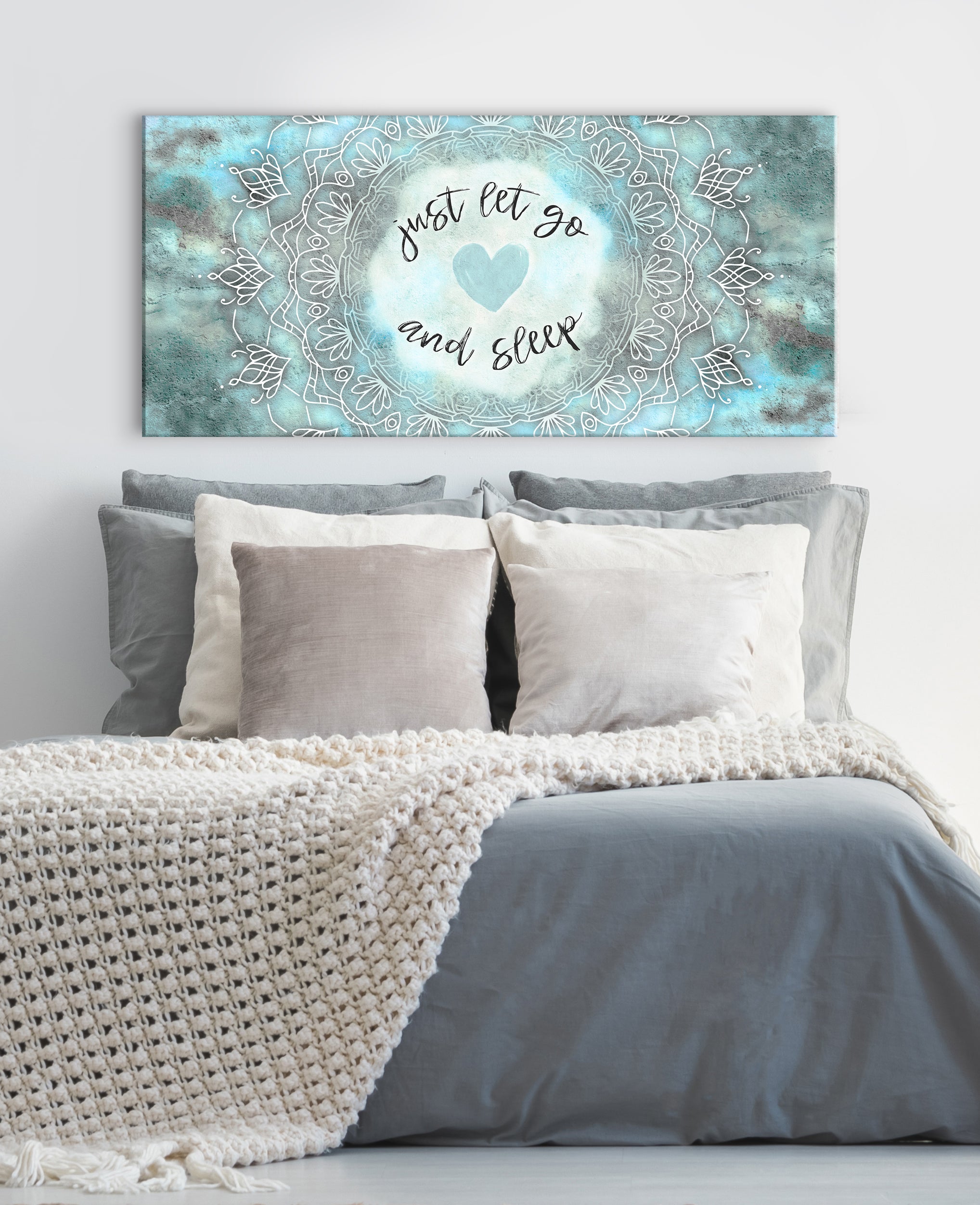 Boho Wall Art 'Just Let Go and Sleep' - Wood Frame, Ready to Hang! Buy 2, Save 20%
