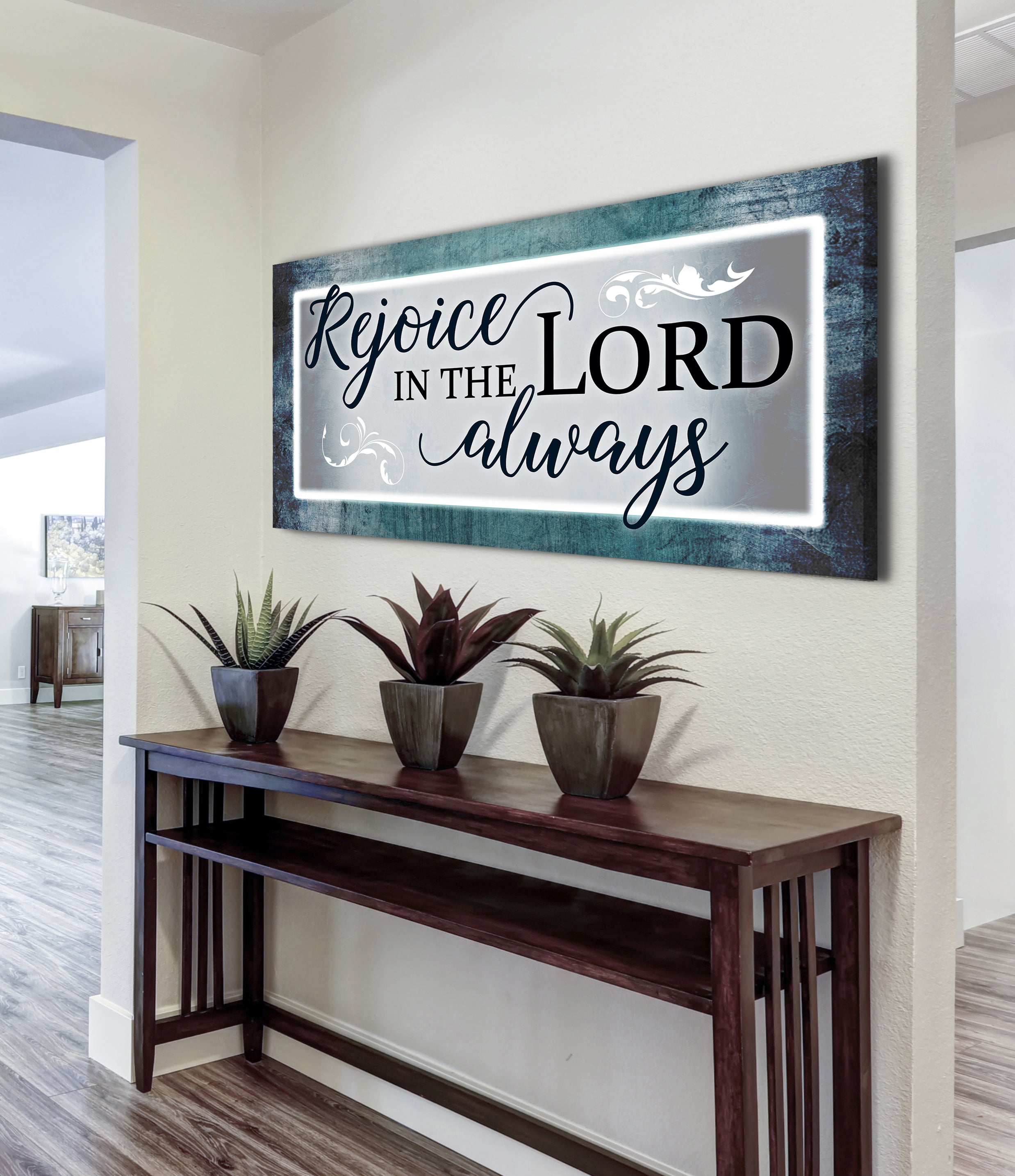 Hot Deal! Christian Wall Art - Rejoice In The Lord, Wood Frame for Easy Hanging