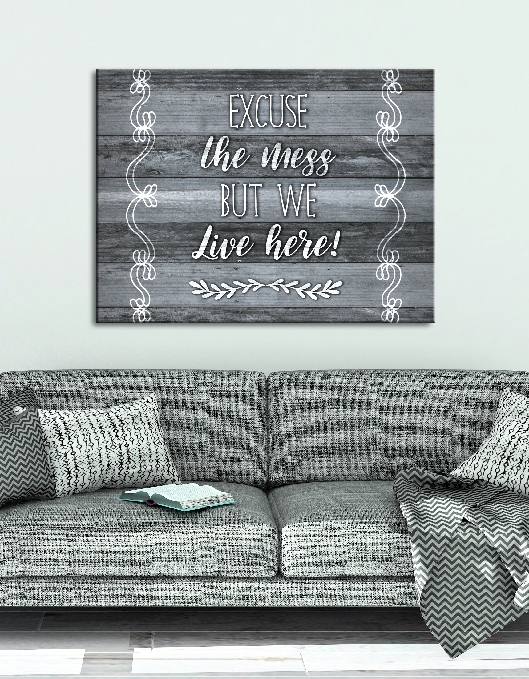 Hot Deal! Ready-to-Hang Wood Frame Home Wall Art: Excuse The Mess