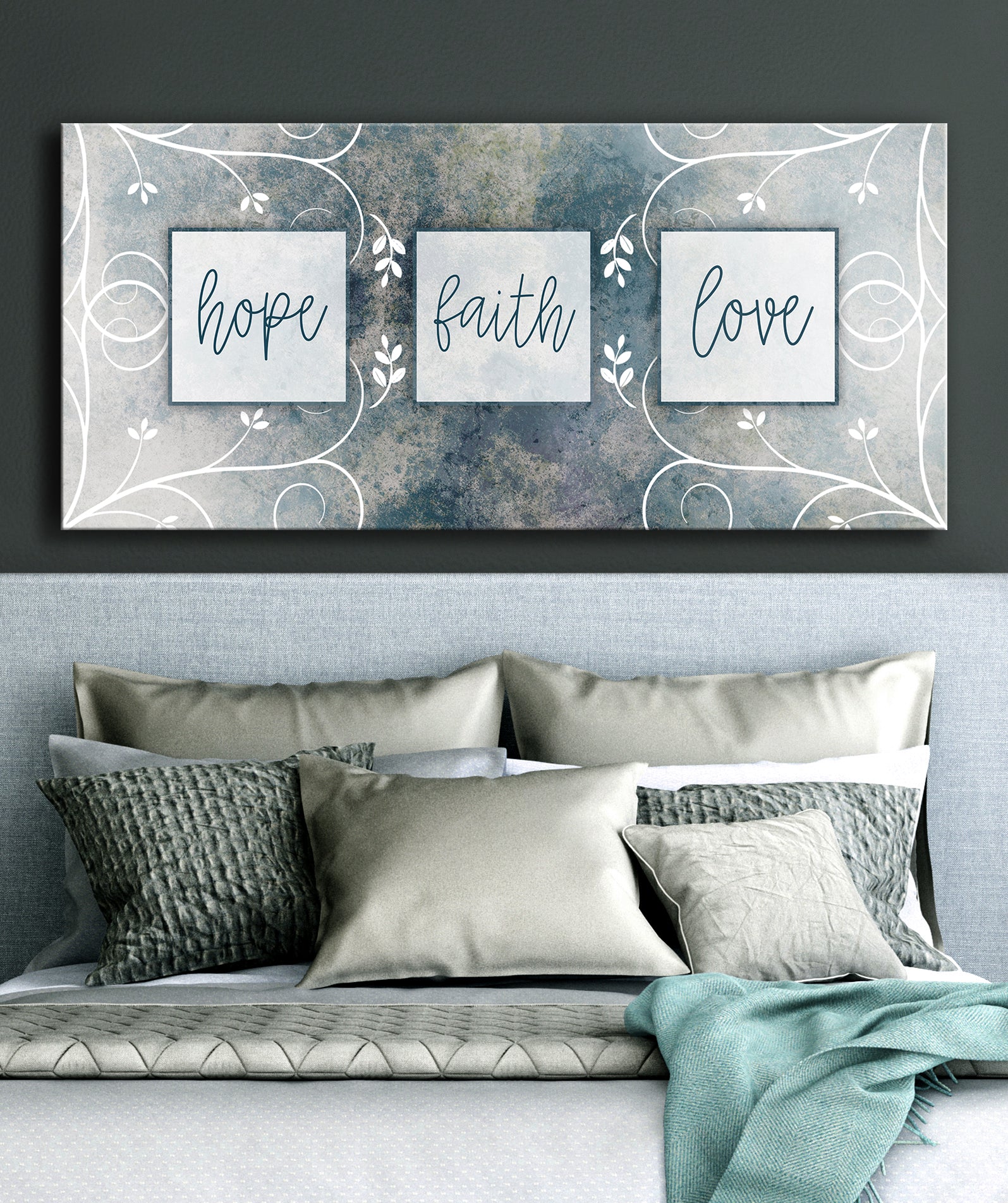 Exclusive Christian Wall Art - Hope, Faith, Love in Wood Frame, Ready to Hang! Buy 2 Save 20%