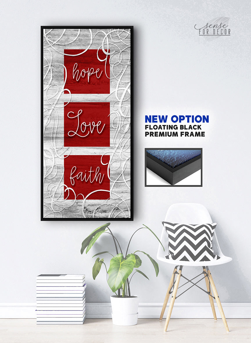 Exclusive Christian Wall Art: Hope Love Faith V4 with Wood Frame, Ready to Hang - Buy 2 Save 20%