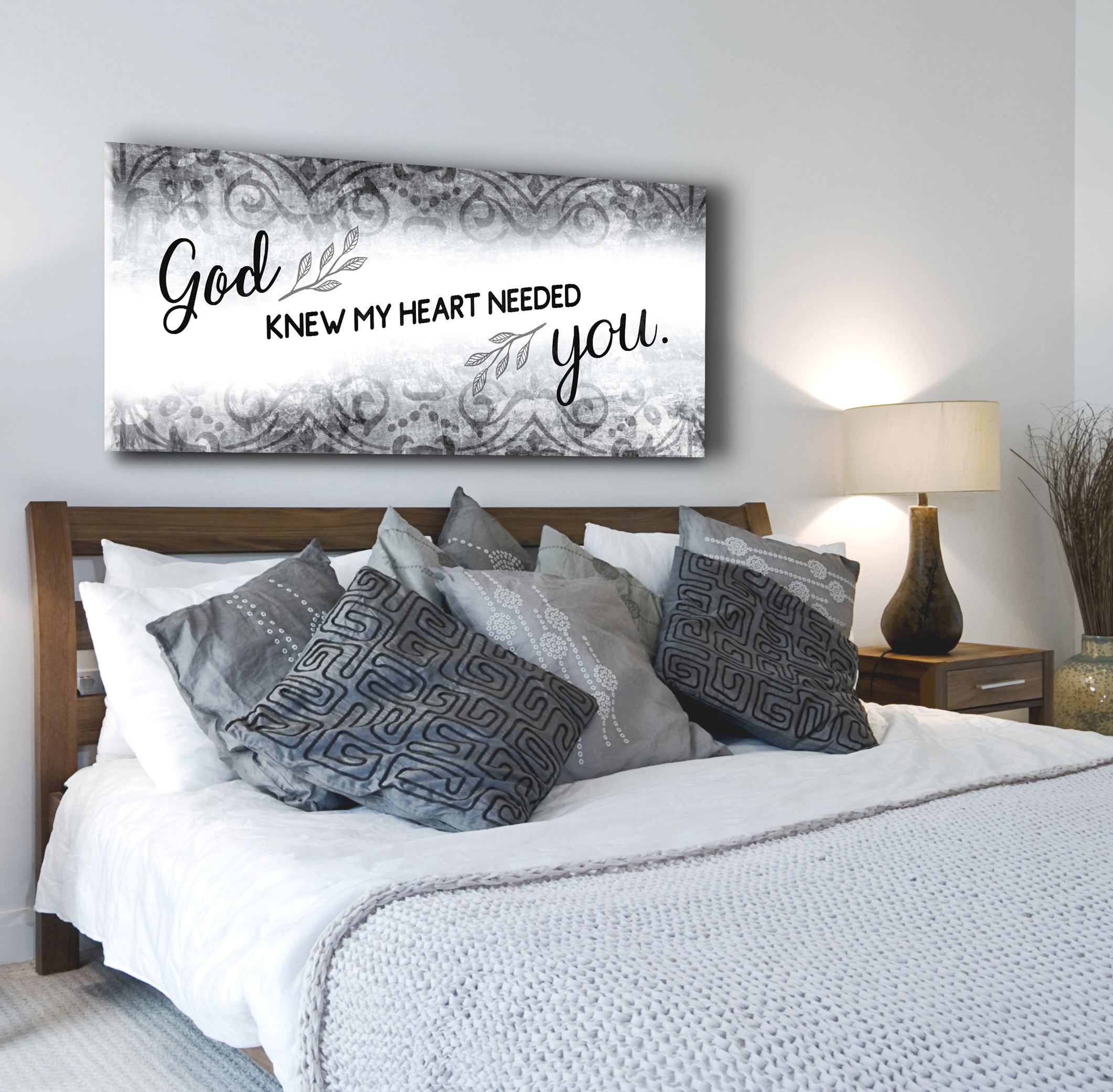 High - Quality Christian Wall Art: God Knew My Heart Needed You V2 with Wood Frame for Easy Hanging