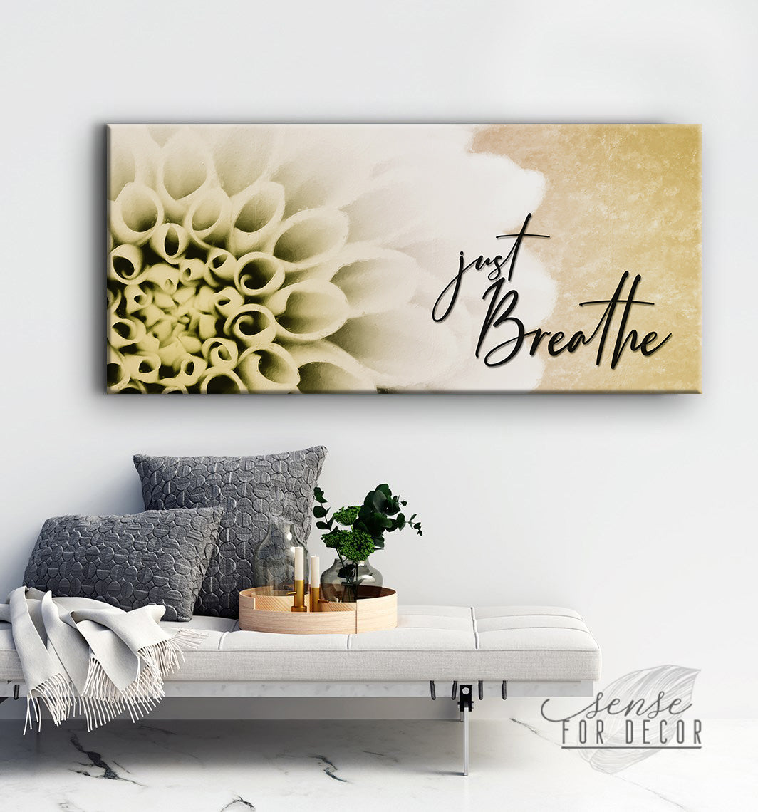 Vibrant Wood-Frame 'Just Breathe V18' Wall Art, Ready to Hang