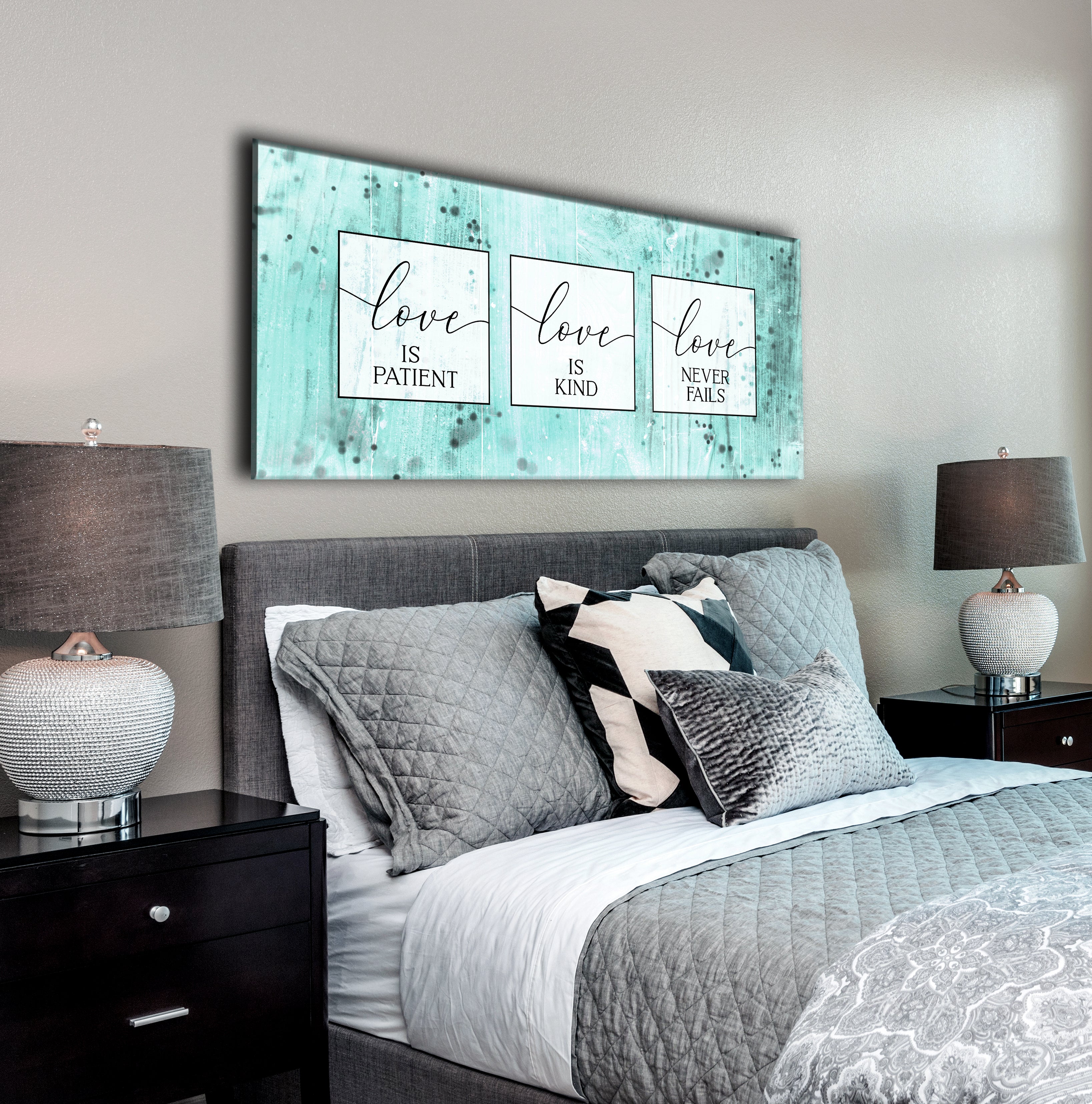 Limited Time Offer! Couples Wall Art - 'Love Is Patient Love Is Kind' with Wood Frame, Ready to Hang