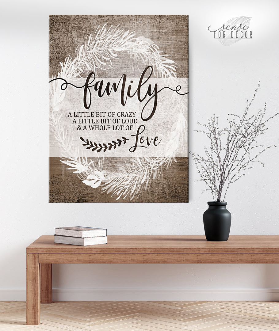 High - quality Wood - framed Family Wall Art: A Bit of Crazy V13, Ready to Hang