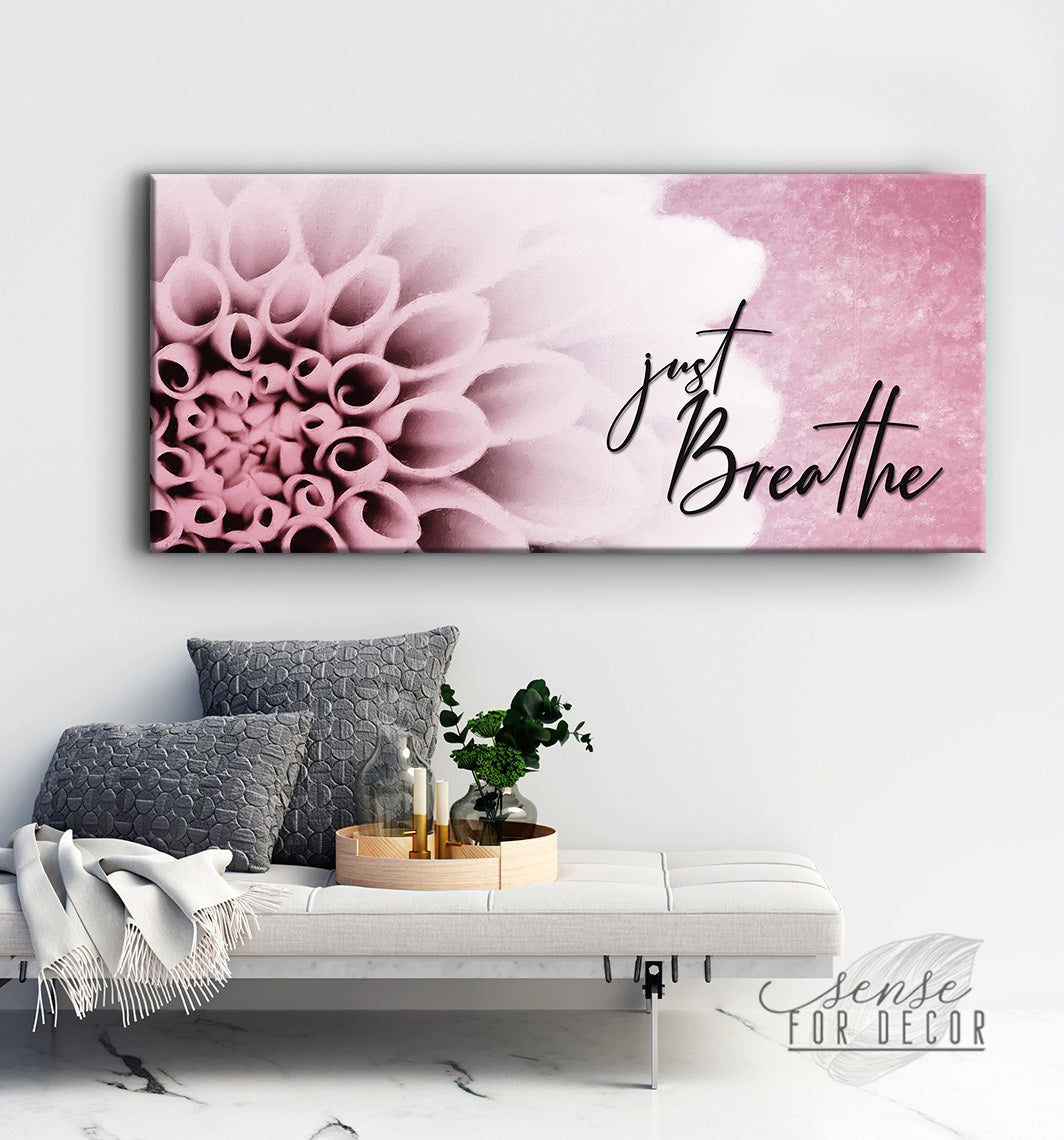 Vibrant Wood-Frame 'Just Breathe V18' Wall Art, Ready to Hang