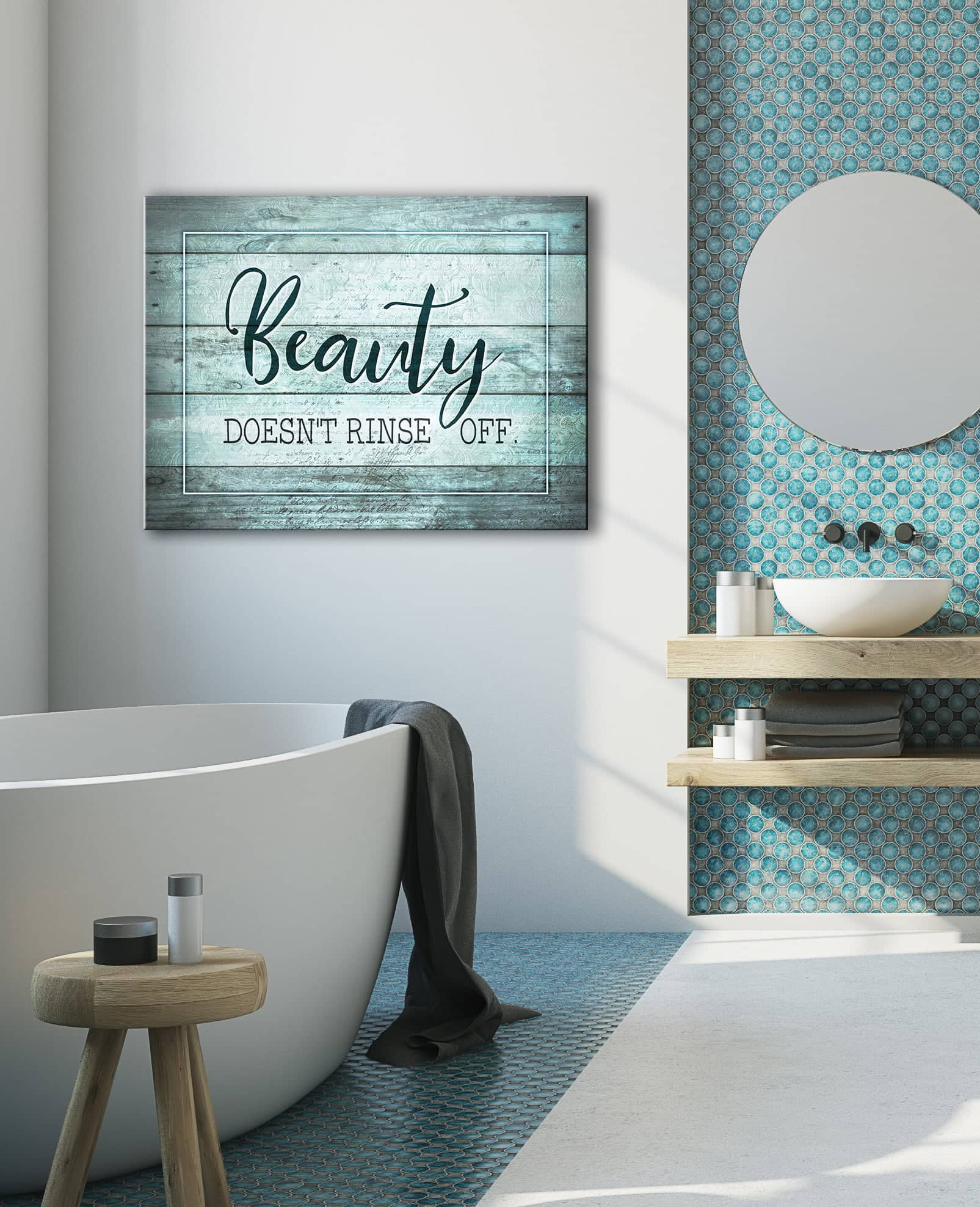 Exclusive Bathroom Wall Art with Wood Frame - Ready to Hang! Buy 2, Save 20%
