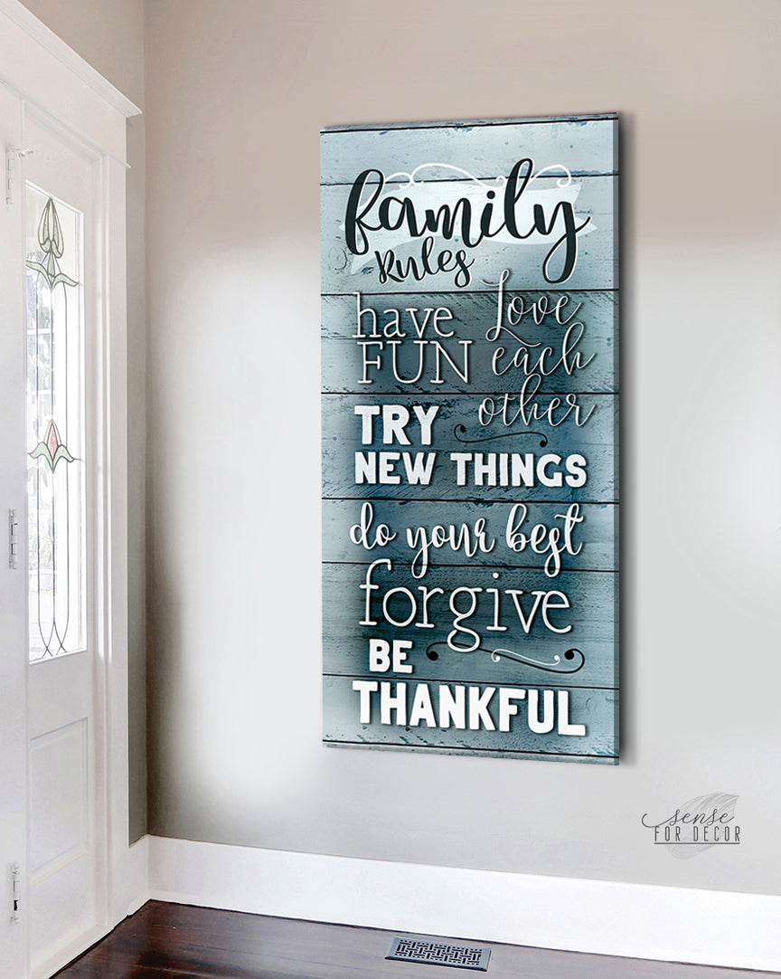 Exclusive Family Wall Art - Family Rules V4 with Wood Frame, Ready to Hang! Buy 2 Save 20%