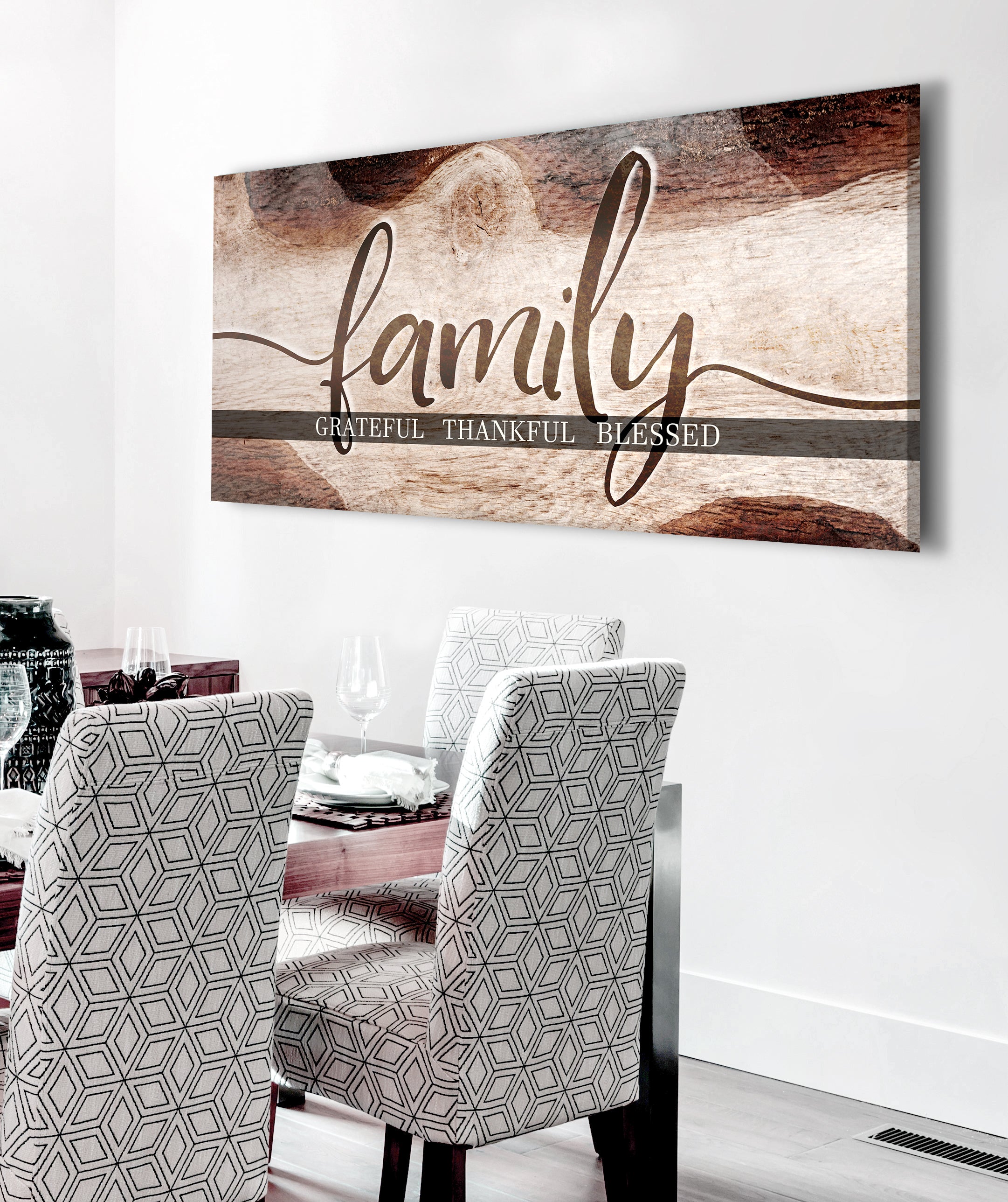 Exclusive Family Wall Art: 'Grateful, Thankful, Blessed' V3 with Wood Frame, Ready to Hang - Buy 2 Save 20%