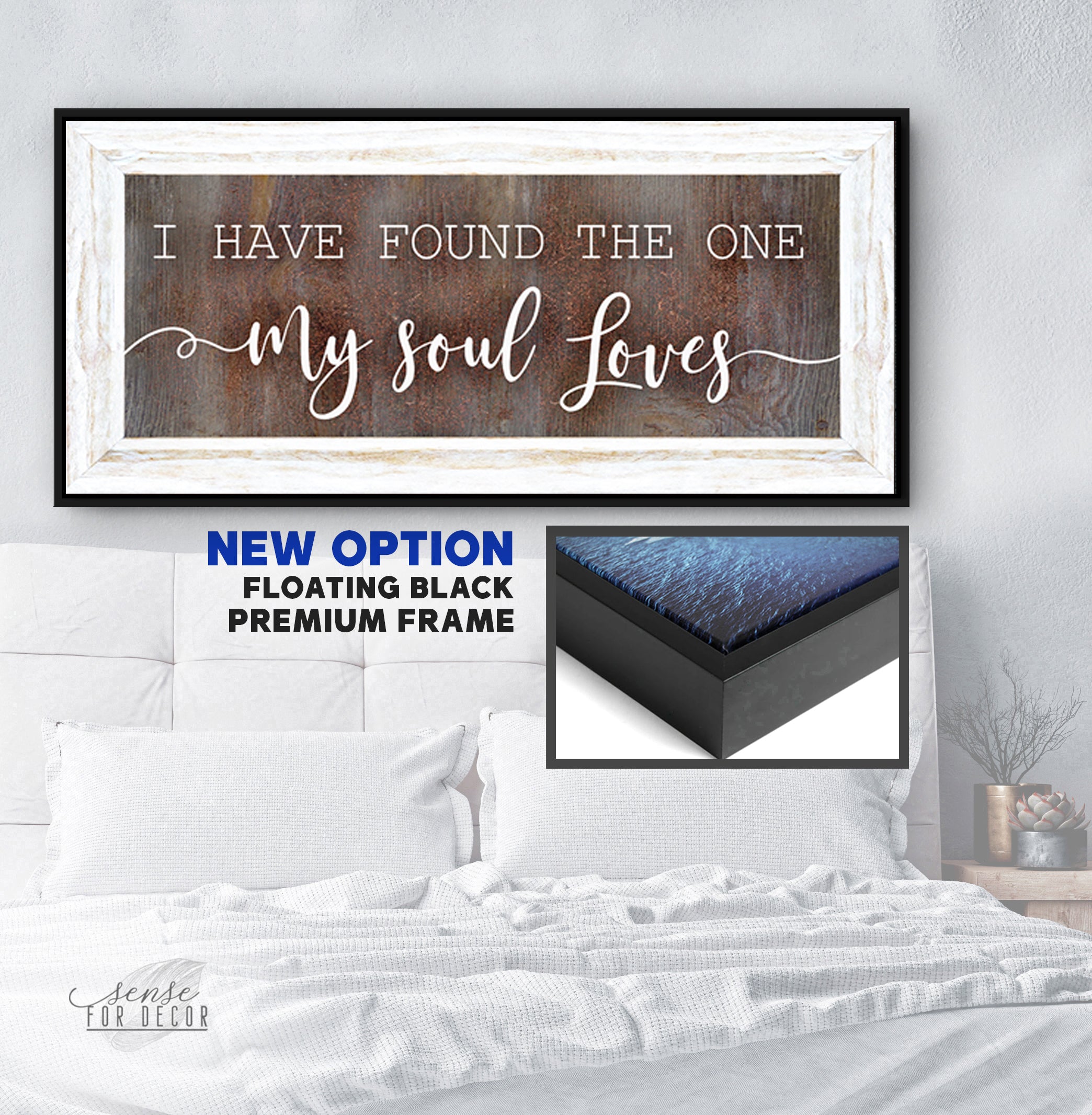 Exclusive Couples Wall Art: 'I Have Found The One My Soul Loves' - Wood Frame, Ready To Hang