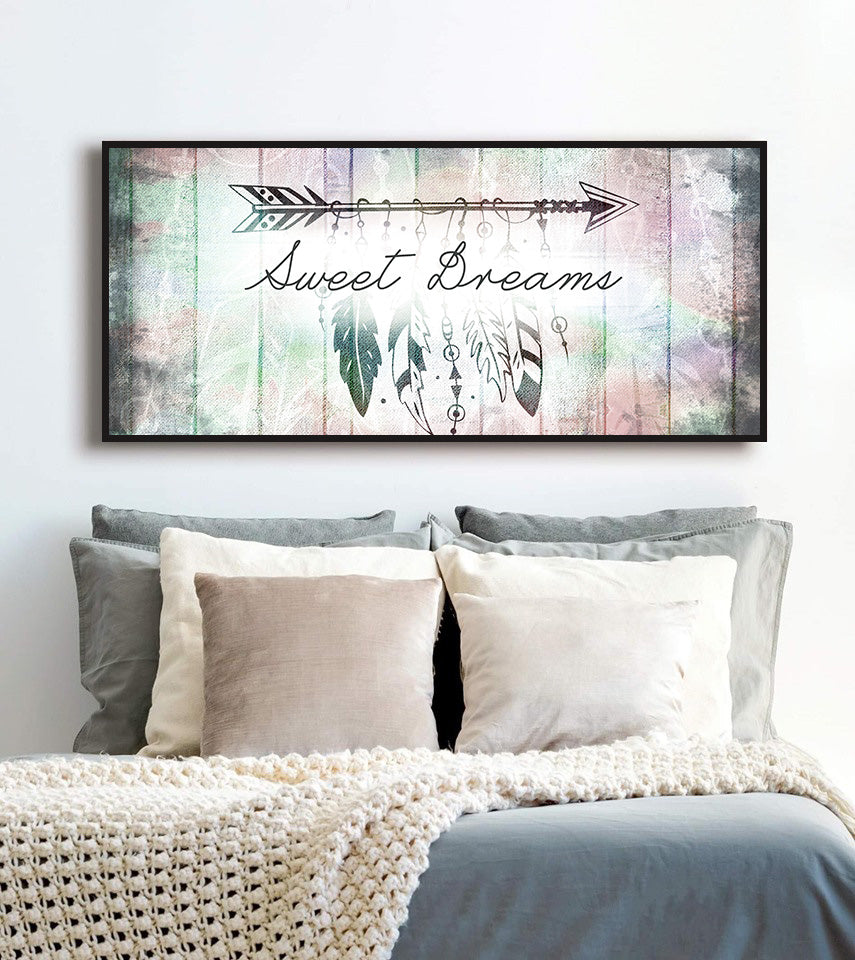 Boho Home Wall Art: Sweet Dreams with Wood Frame, Ready to Hang - Buy 2 Save 20%