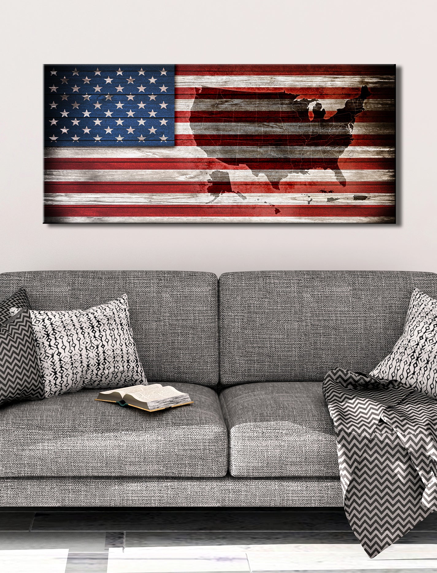 Exclusive Business Wall Art: Ready-to-Hang US Flag Map with Wood Frame - Buy 2 Save 20%