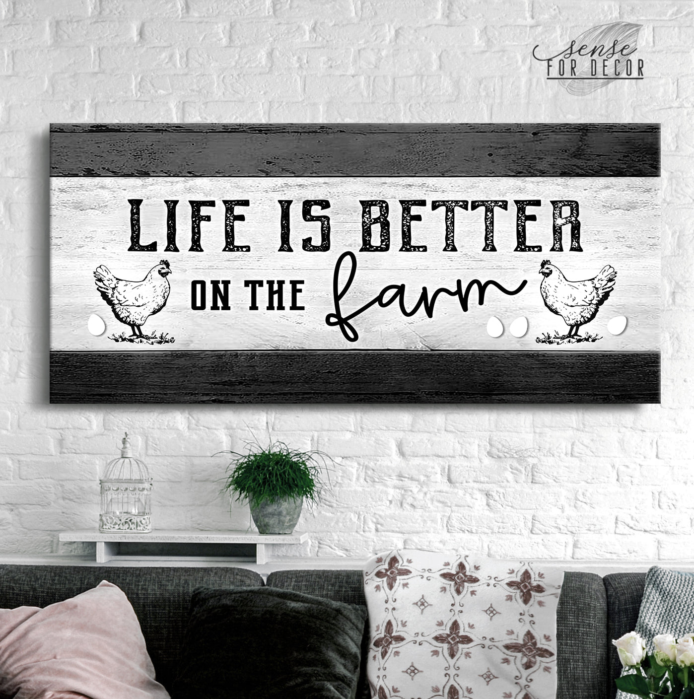 High - Quality Wood - Framed Farm Wall Art: Life's Better on the Farm V2 (Ready To Hang)