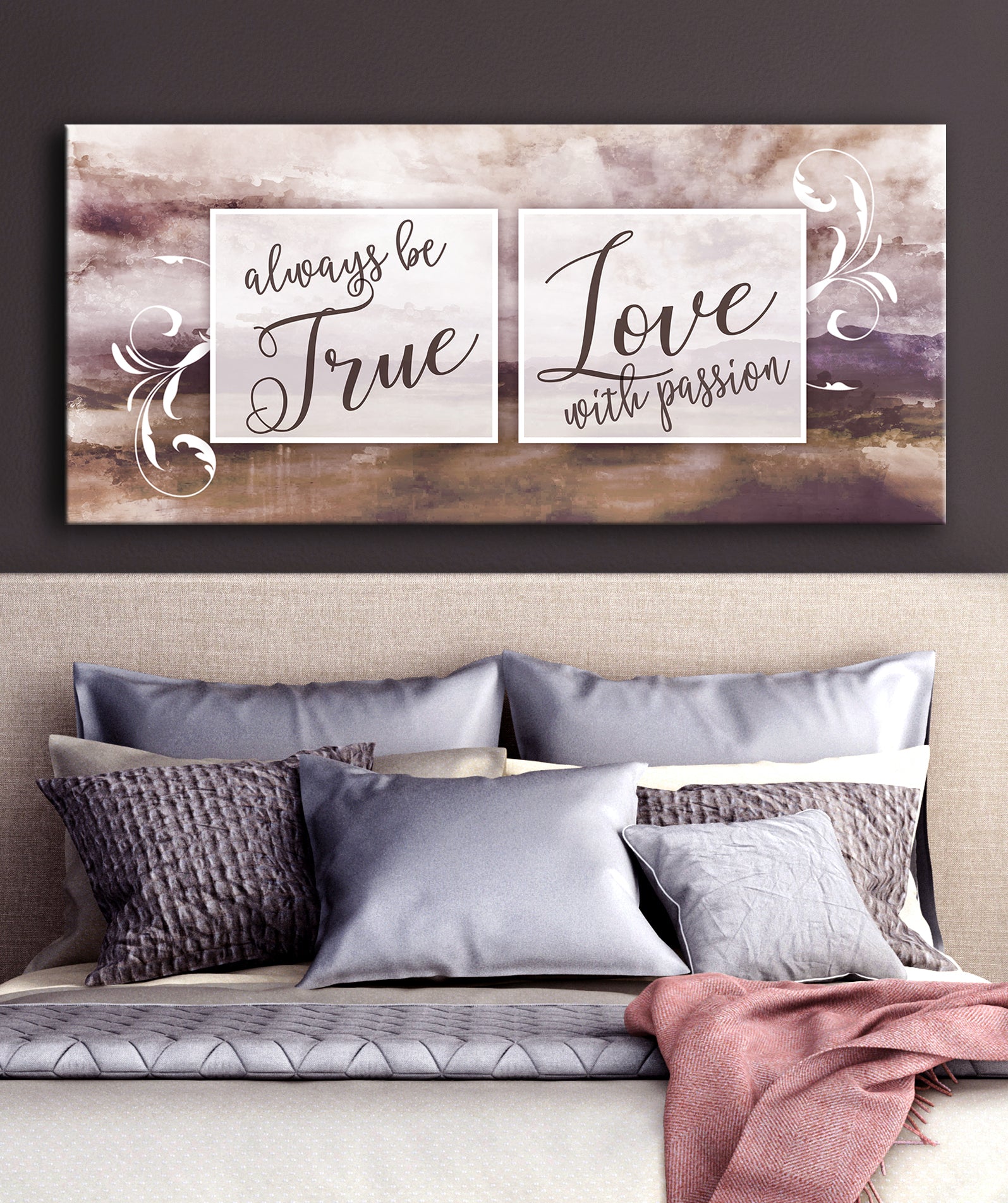 Hot! Couples Wall Art: Always True and Love Passionately (Wood Frame, Ready to Hang)