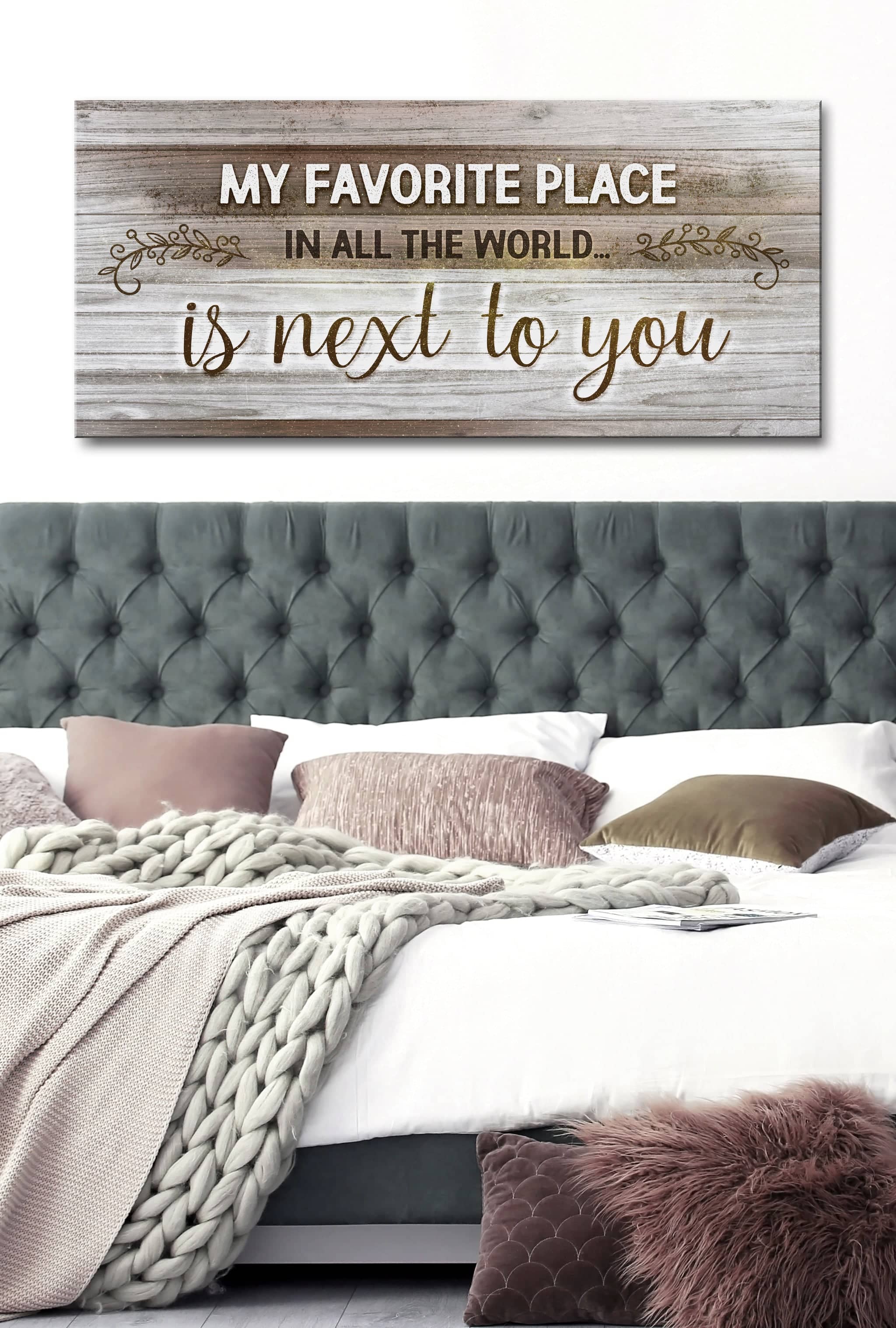 Exclusive Bedroom Wall Art - 'Next To You V5' with Wood Frame, Ready to Hang! Buy 2, Save 20%