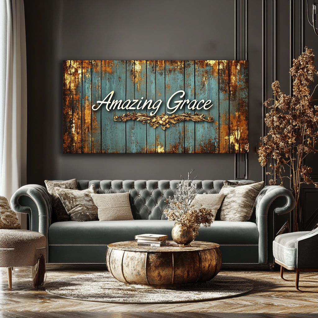 Exclusive Rustic 'Amazing Grace' Word Art V3 - Buy 2 Get 20% Off!