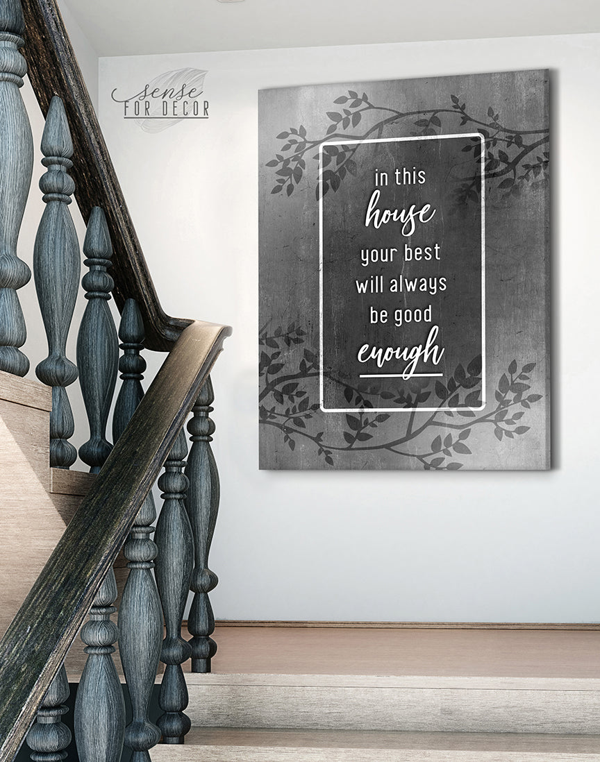 Hot! Ready - To - Hang Wood - Framed Home Wall Art: 'In This House You're Best'