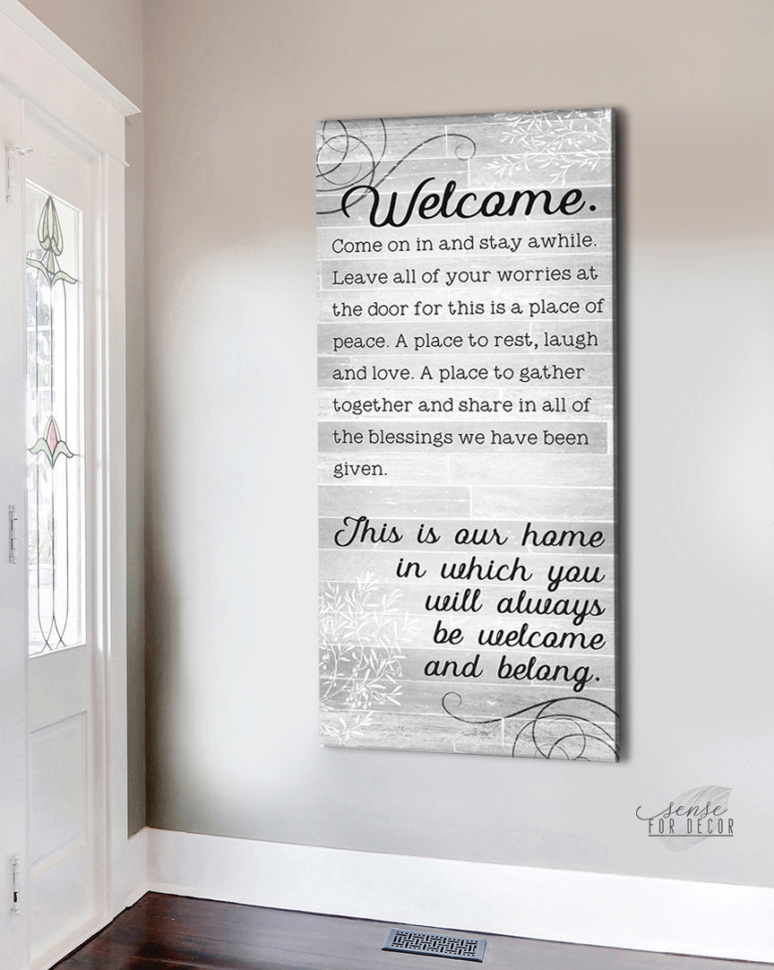 Exclusive Offer! Ready-to-Hang Wood Frame Home Wall Art: Welcome and Stay