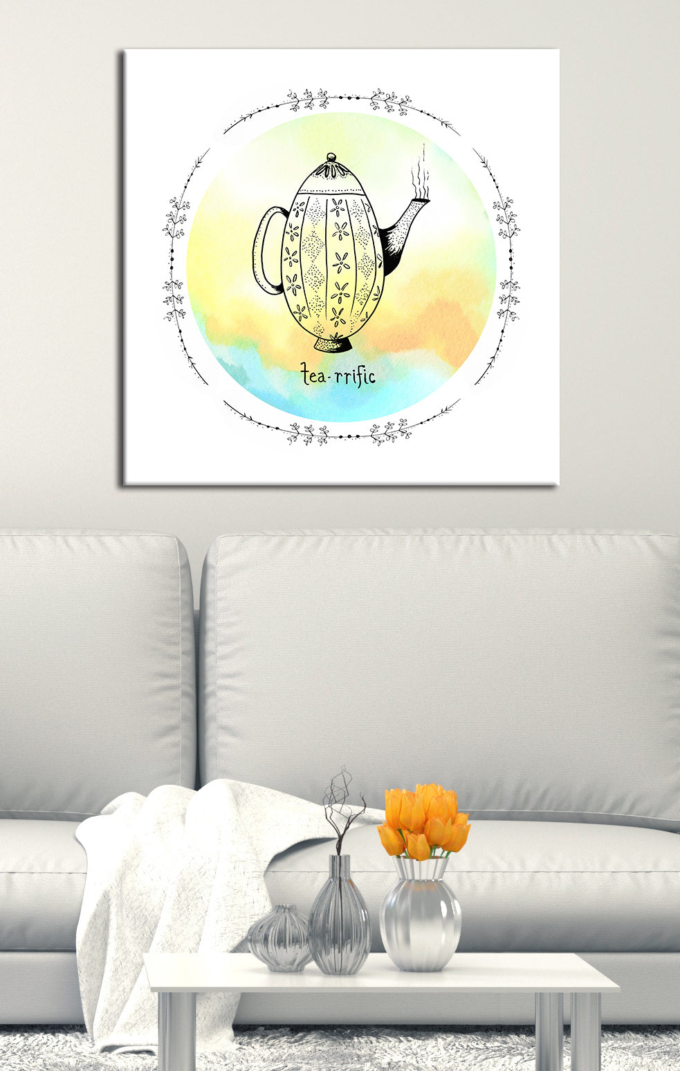 Hot Deal! Ready-To-Hang Teapot Wall Art with Wood Frame