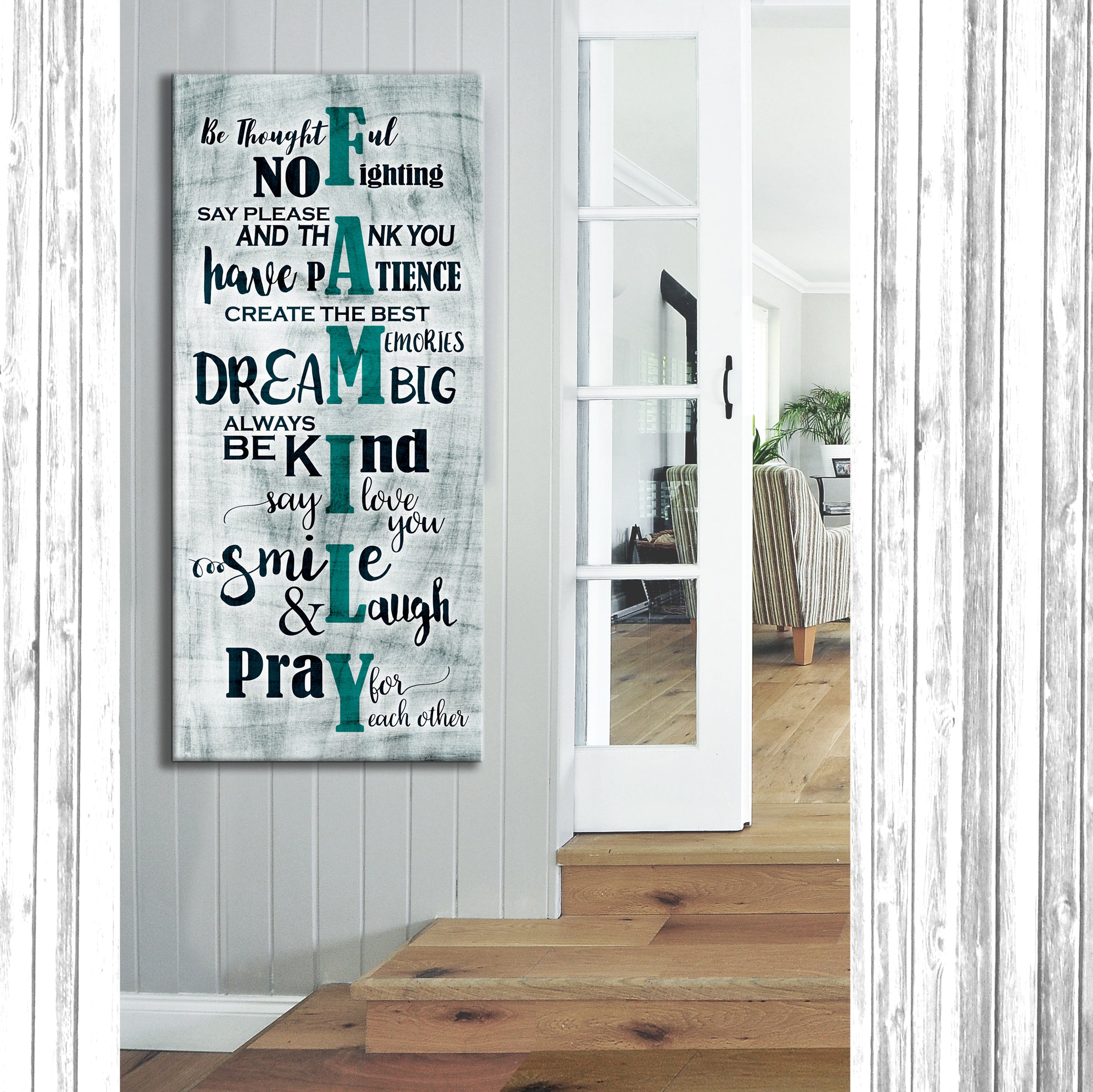FAMILY SIGN Wall Art with Wood Frame - Ready to Hang! Buy 2, Save 20%