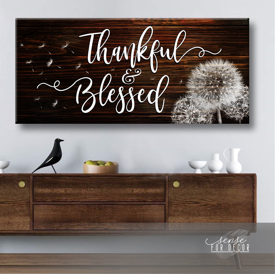 Exclusive Offer! Christian Wall Art - Thankful & Blessed V3 with Wood Frame, Ready to Hang