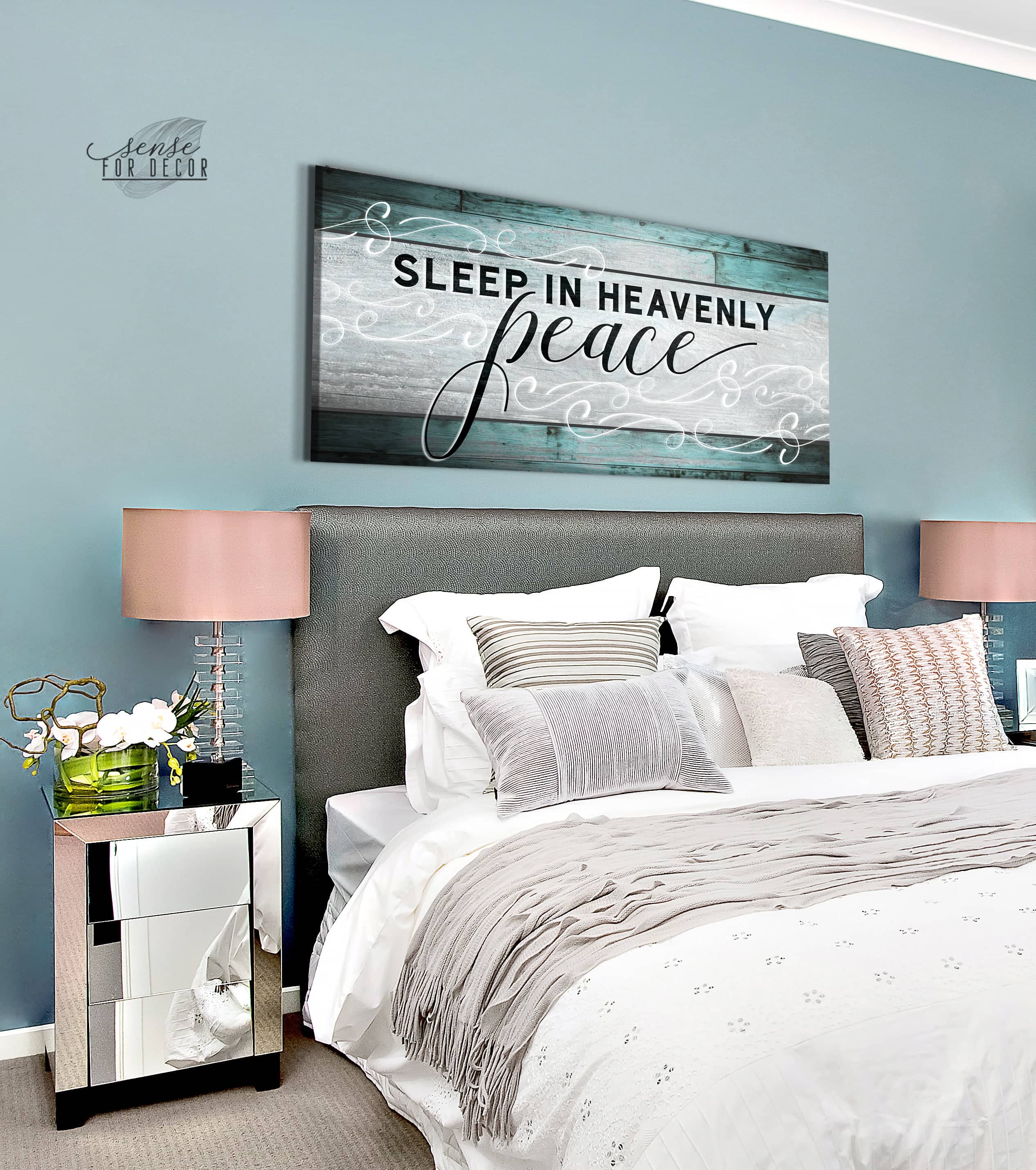 Heavenly Peace Bedroom Wall Art V2: High - Quality Wood Frame, Ready to Hang
