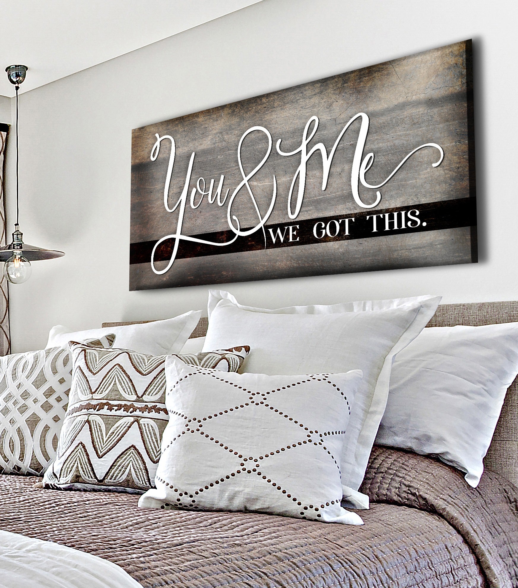 High - quality Couples Wall Art 'You & Me We Got This' V8 with Wood Frame, Ready to Hang