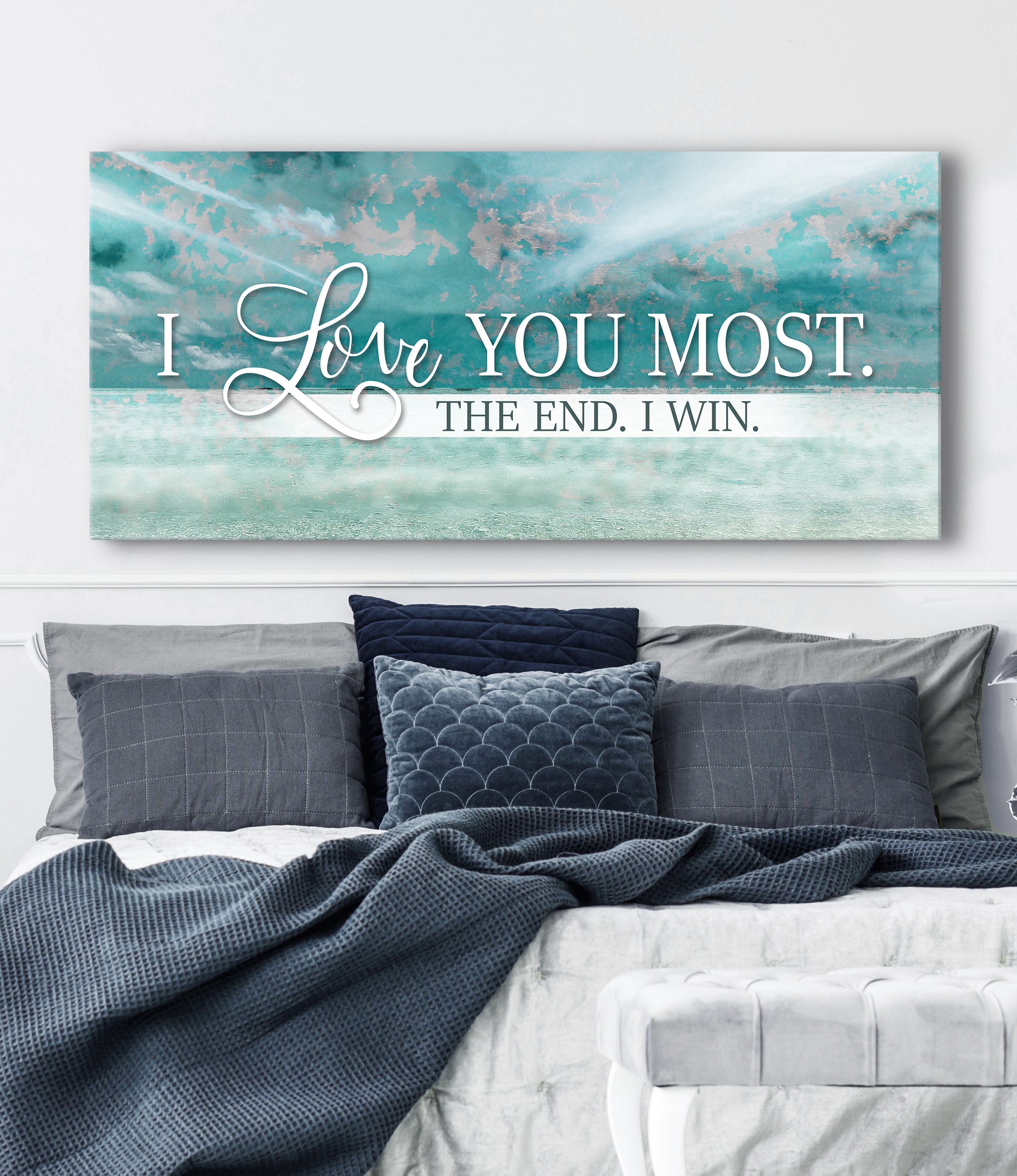 Hot! Couples Wall Art: I Love You Most The End (Ready-to-Hang Wood Frame)