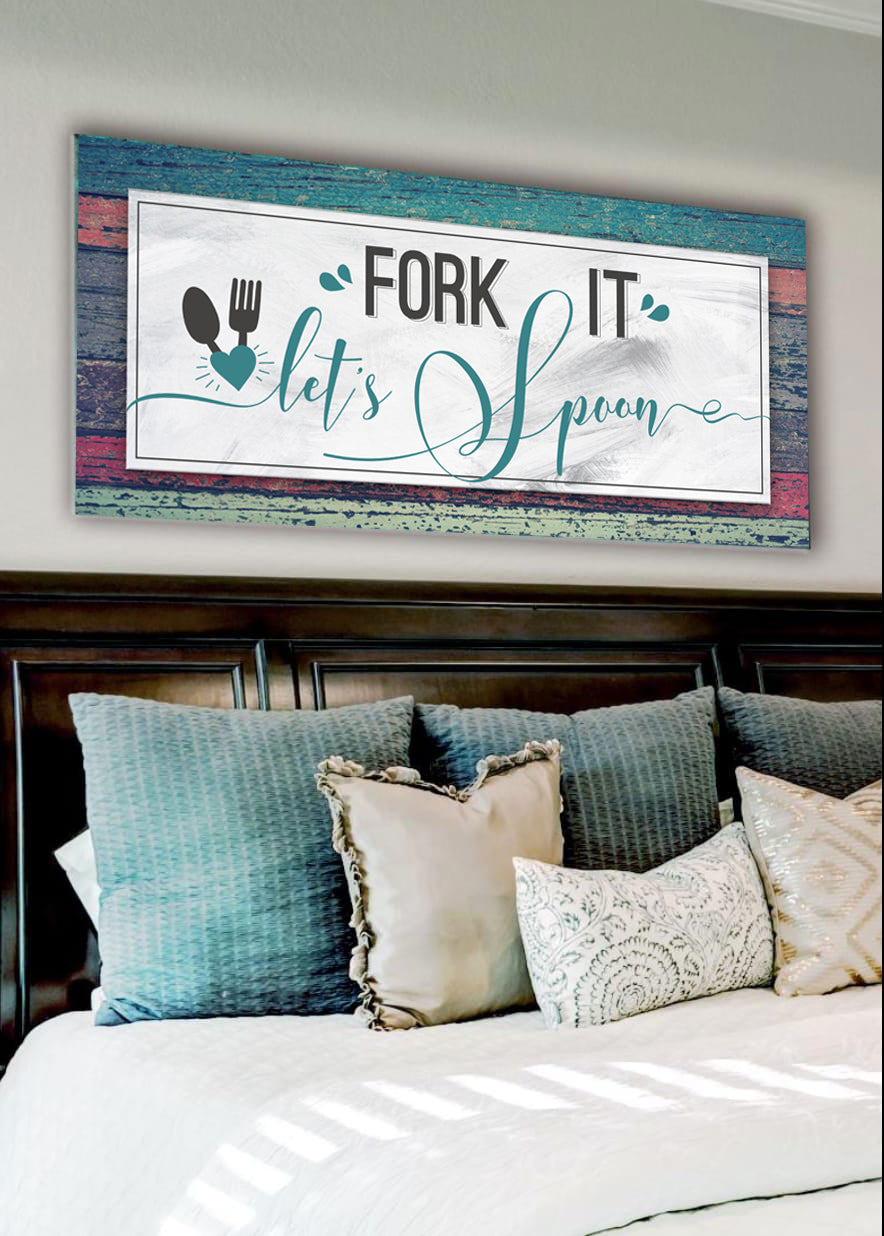 Hot Deal! Couples Wall Art - 'Fork It, Let's Spoon' with Wood Frame, Ready to Hang