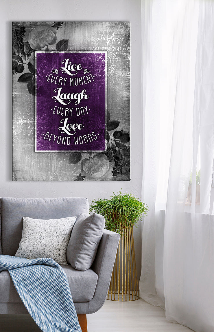 Exclusive! Live Every Moment Wall Art with Wood Frame (Ready To Hang) V6