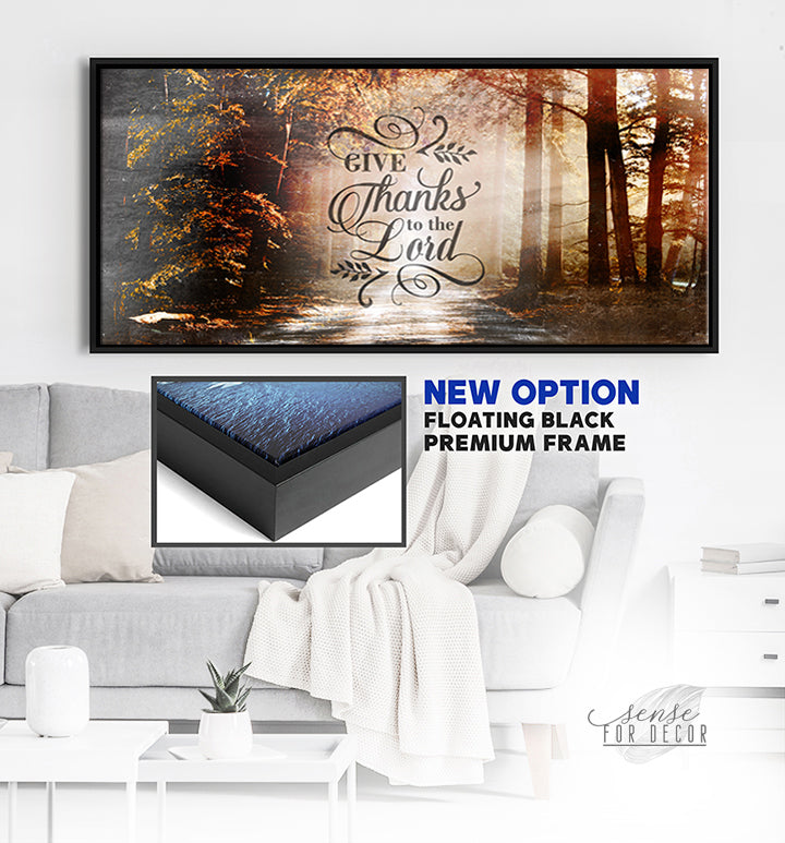 Christian Wall Art - 'Give Thanks to the Lord V2' with Wood Frame, Ready to Hang! Buy 2 Save 20%