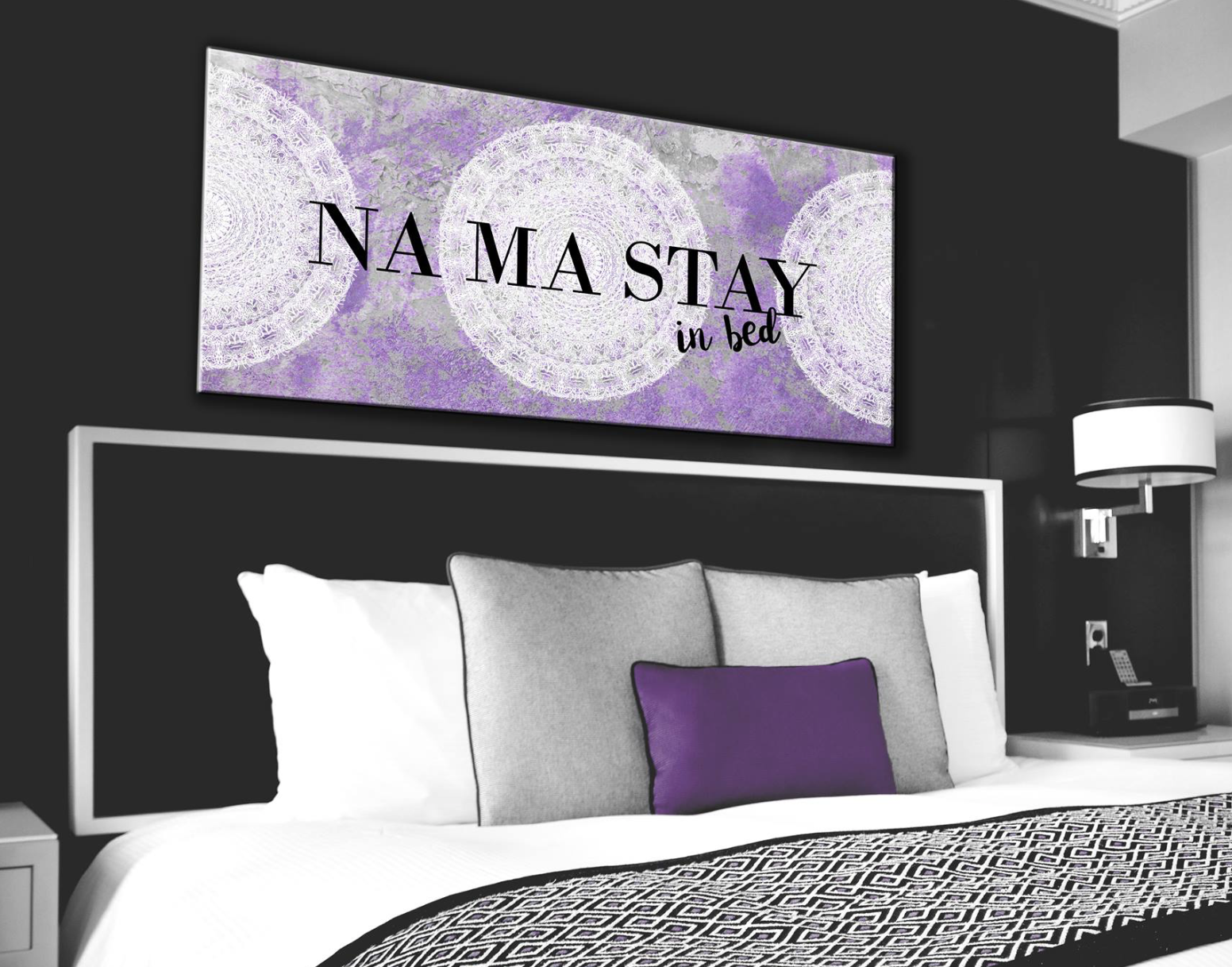 High - Quality Bedroom Wall Art: Ready - to - Hang Namaste In Bed with Wood Frame