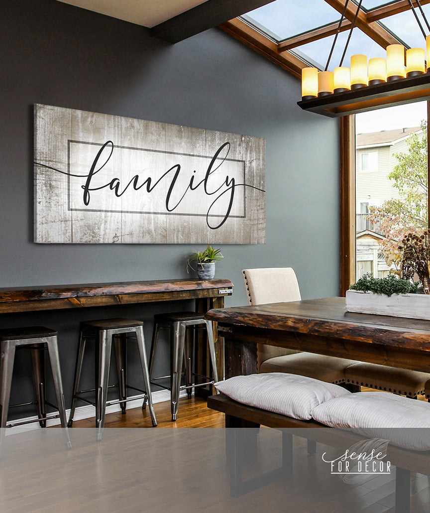 High - Quality Family Word Sign V14 with Wood Frame, Ready to Hang