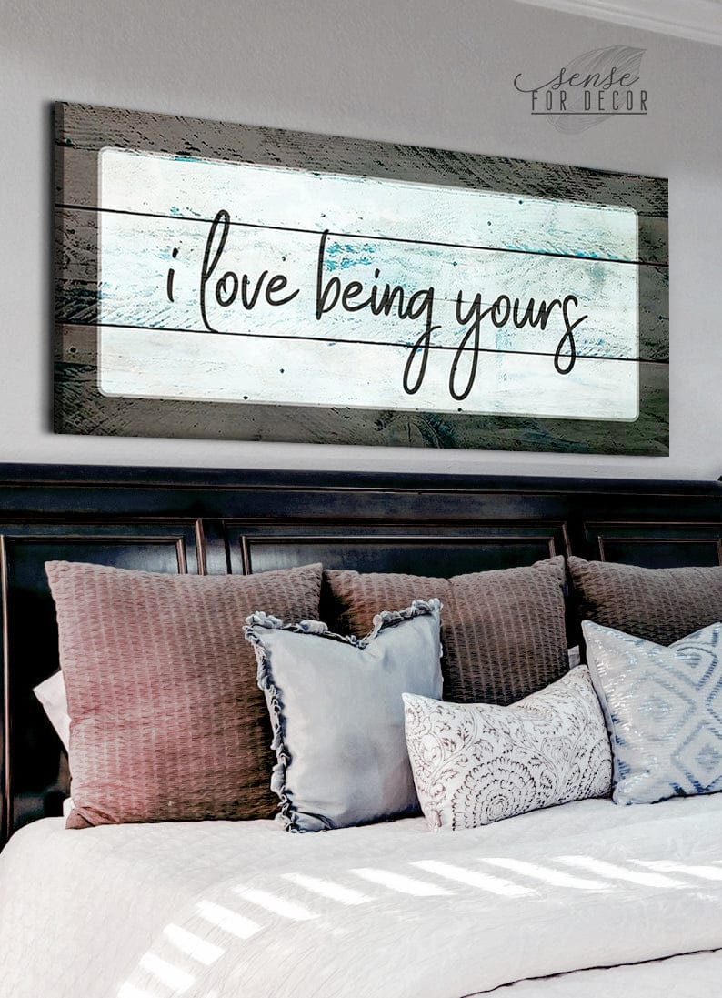 Hot! Couple Wall Art: I Love Being Yours (Wood Frame, Ready to Hang)