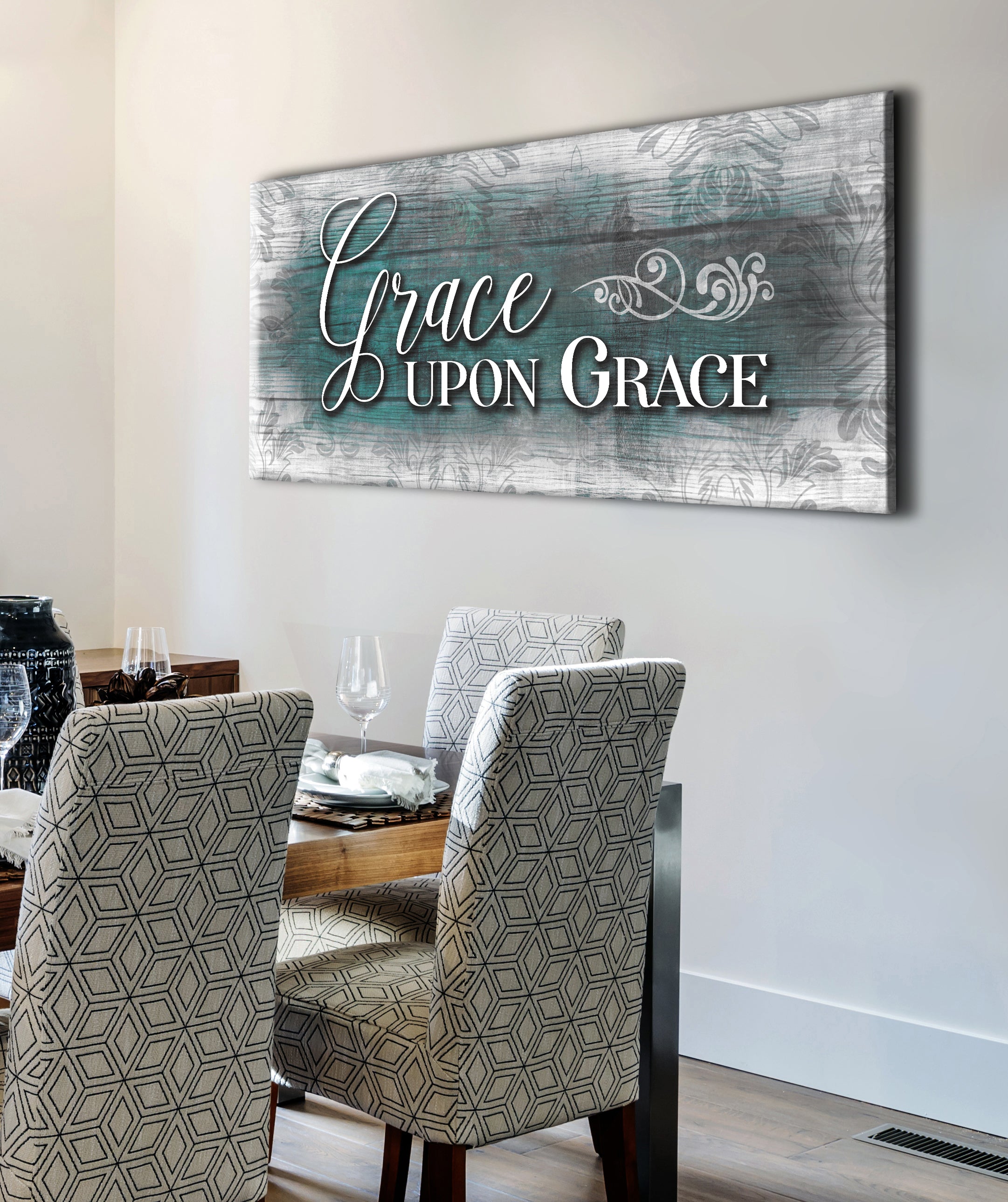 Christian Wall Art: Grace Upon Grace - Wood Frame, Ready to Hang! Buy 2, Save 20%
