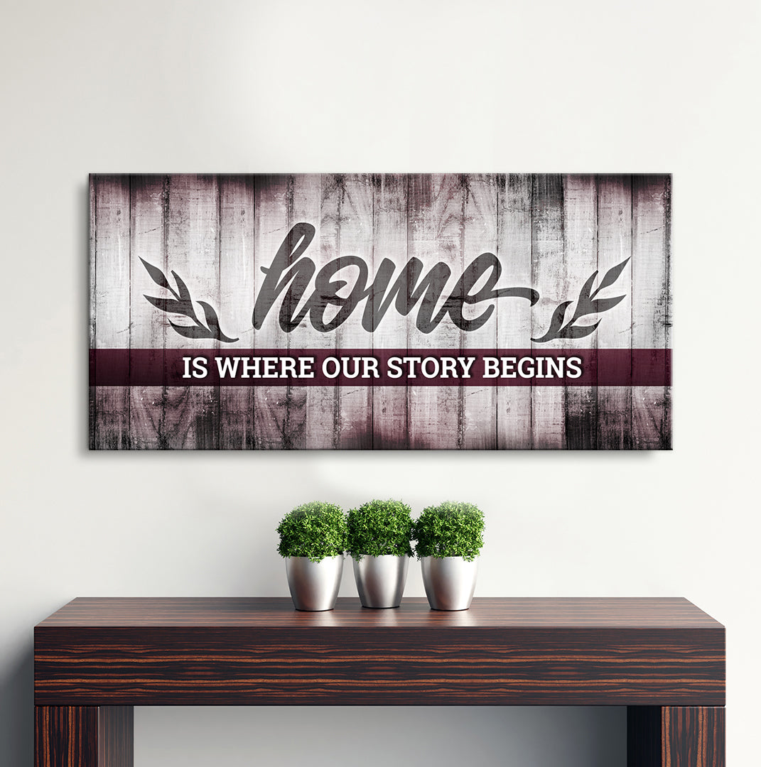 Exclusive! Home Wall Art - 'Home is Where our Story Begins V4' (Wood Frame, Ready to Hang)