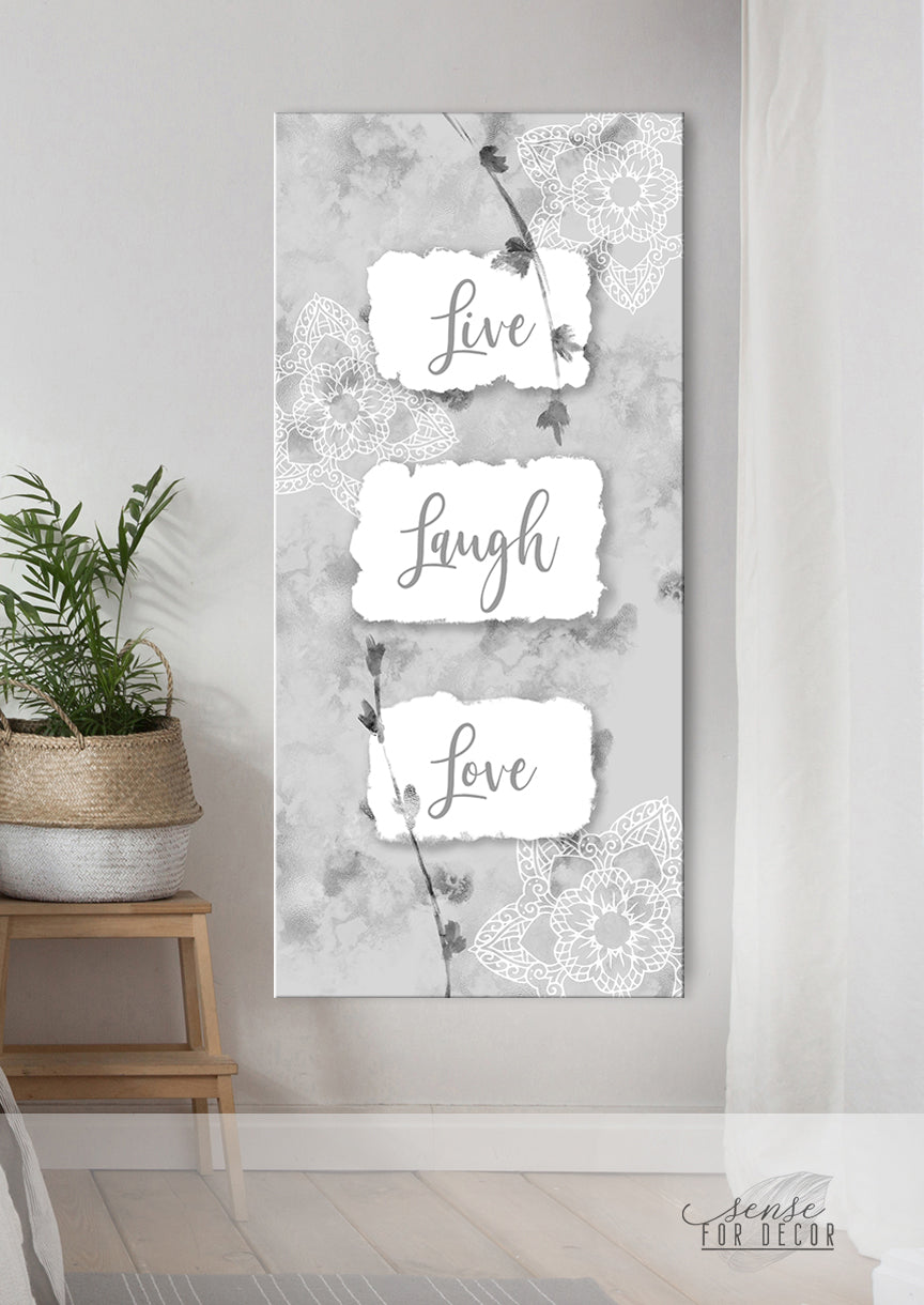 Exclusive Offer! High - Quality Christian Wall Art 'Live Love Laugh V4' with Wood Frame, Ready to Hang