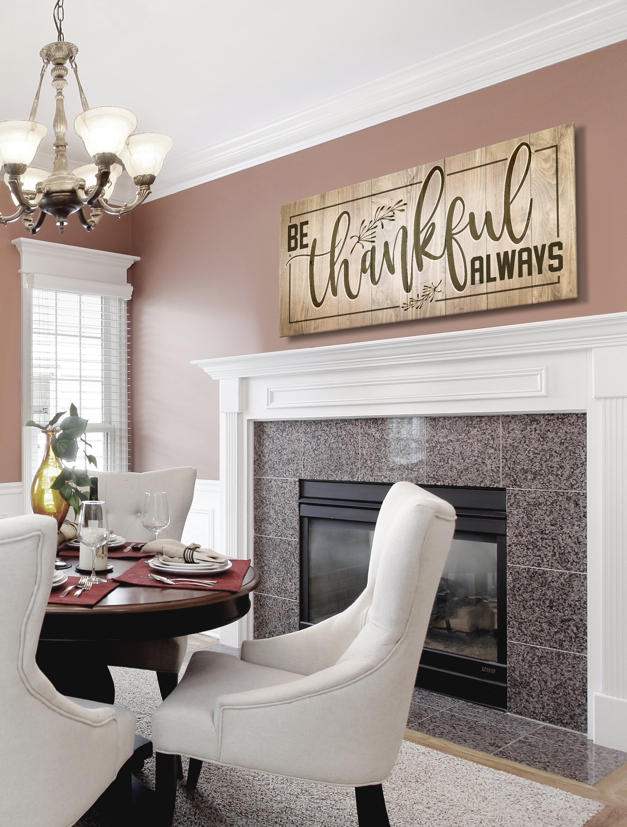 Ready-to-Hang 'Be Thankful Always' Kitchen Wall Art (Wood Frame)