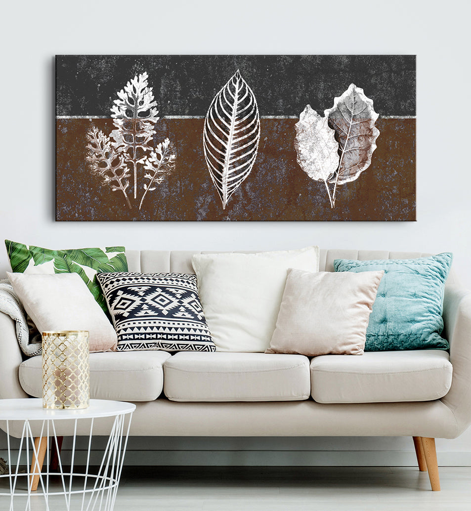 Ready-to-Hang Three Leaves Botanical Wall Art with Wood Frame for Home Decor