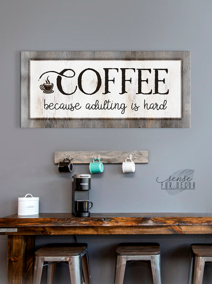Hot Coffee Wall Art with Wood Frame (Ready to Hang) - Adulting Made Easier!