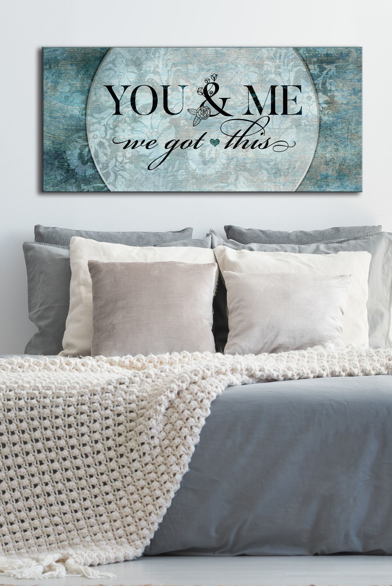 Hot Deal! Couples Wall Art - 'You & Me We Got This V5' with Wood Frame, Ready to Hang