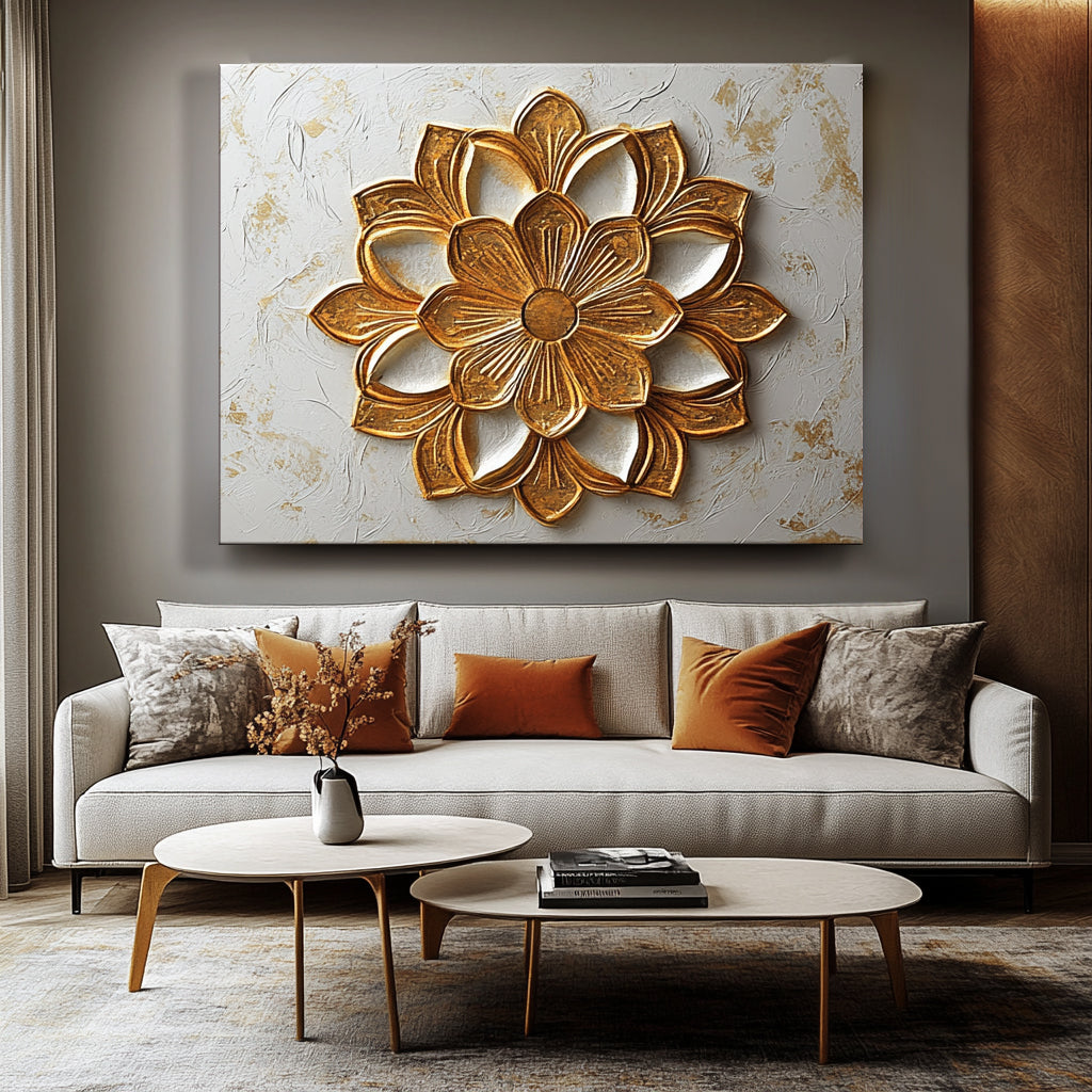 High - quality Golden Bloom Mandala Wall Art for Your Home